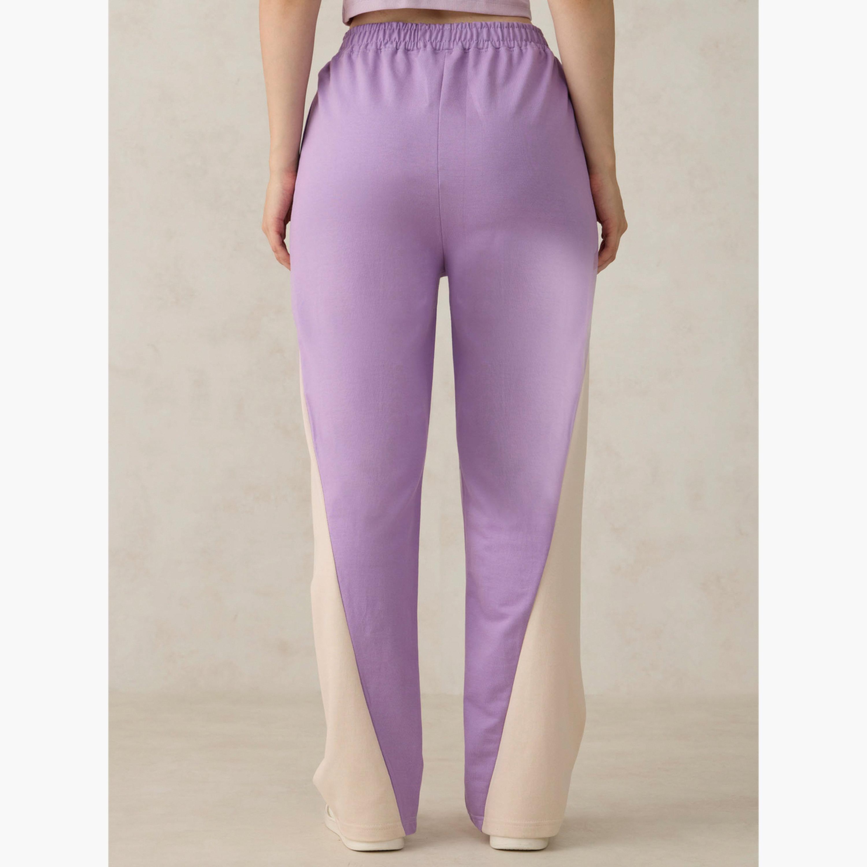 أوتزيدر × ستايلي - بنطال رياضي أرجواني اللون مقطوع ومحاك-women-clothing-bottoms-joggers-image-4