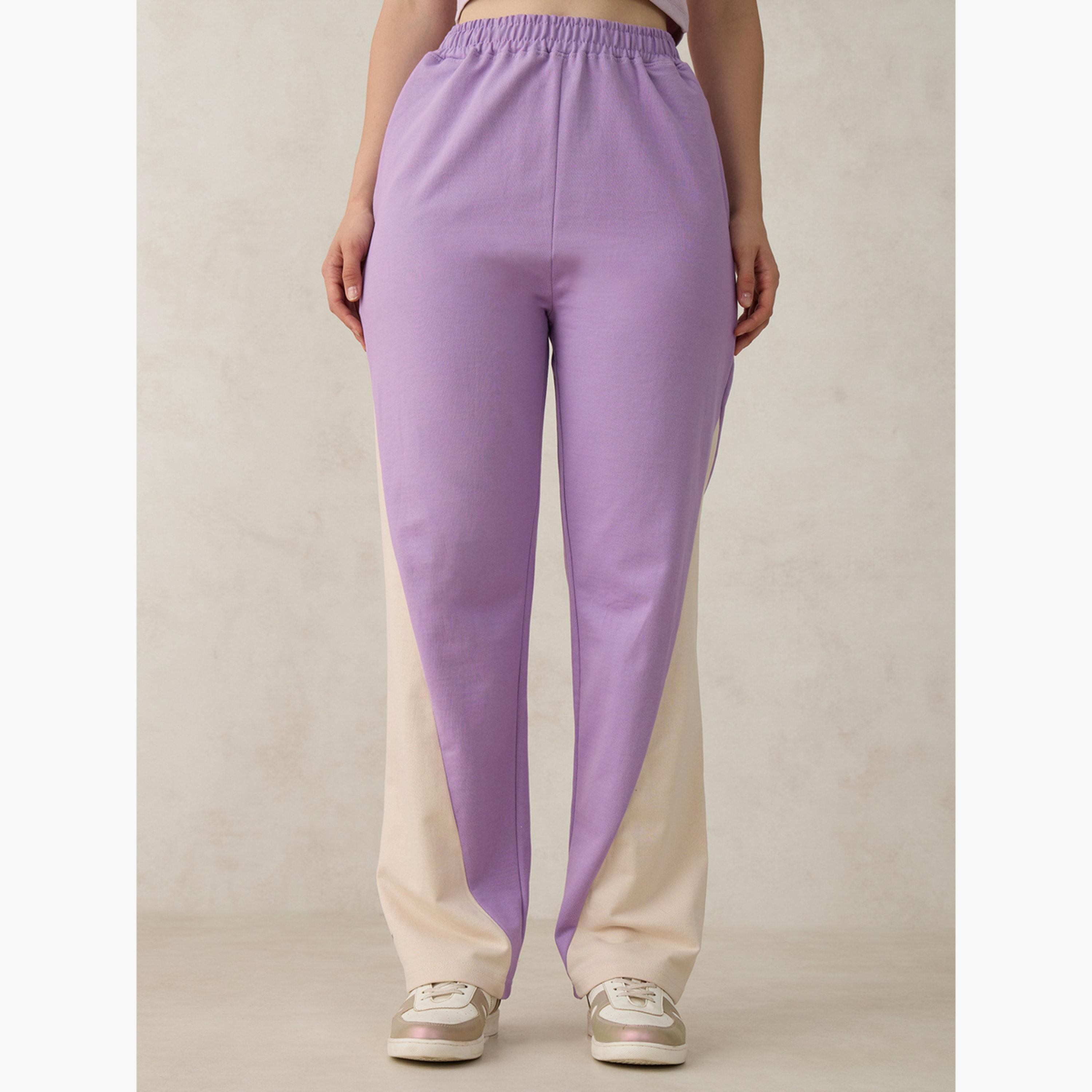 أوتزيدر × ستايلي - بنطال رياضي أرجواني اللون مقطوع ومحاك-women-clothing-bottoms-joggers-image-5