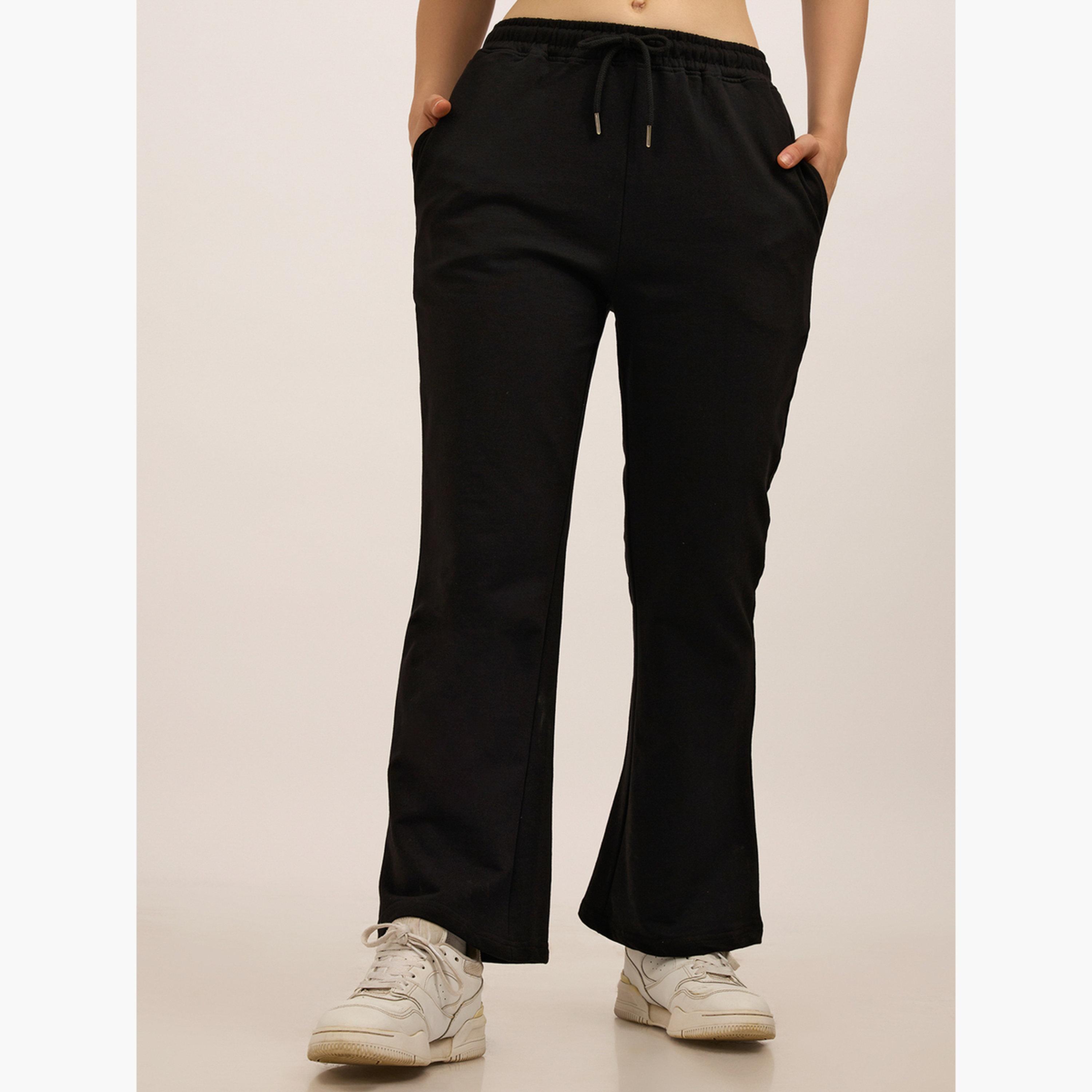 أوتزيدر × ستايلي - بنطال رياضي أسود سادة واسع الساق-women-clothing-bottoms-joggers-image-6
