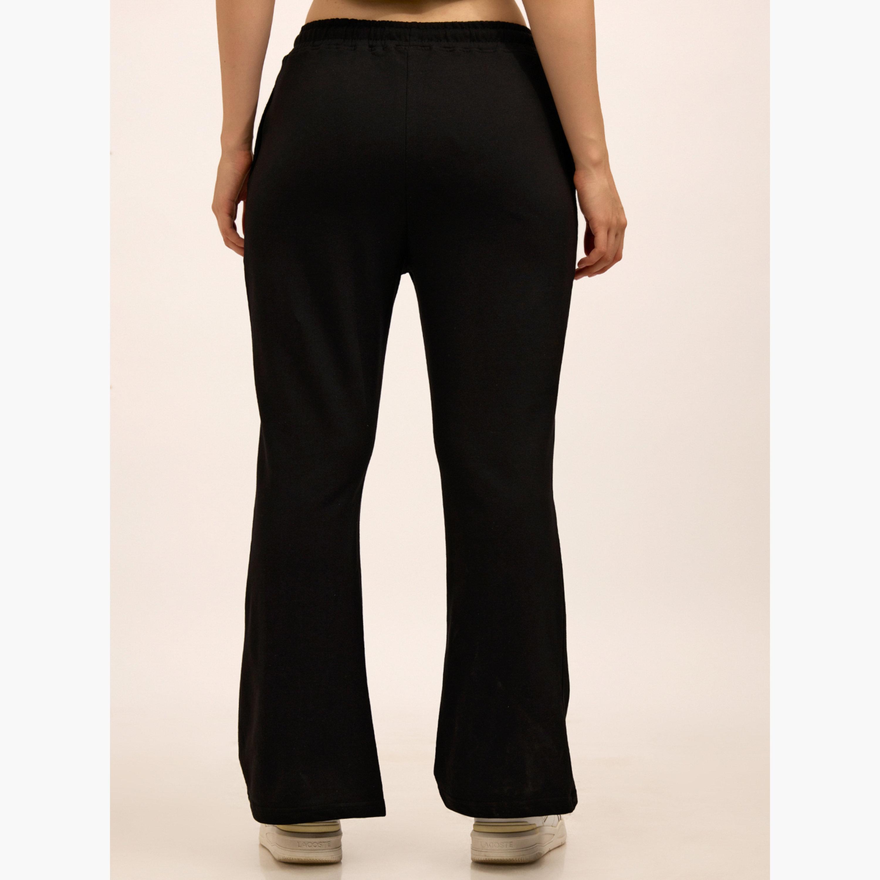 Outzidr X Styli Black Basic Solid Flared Joggers-women-clothing-bottoms-joggers-image-4