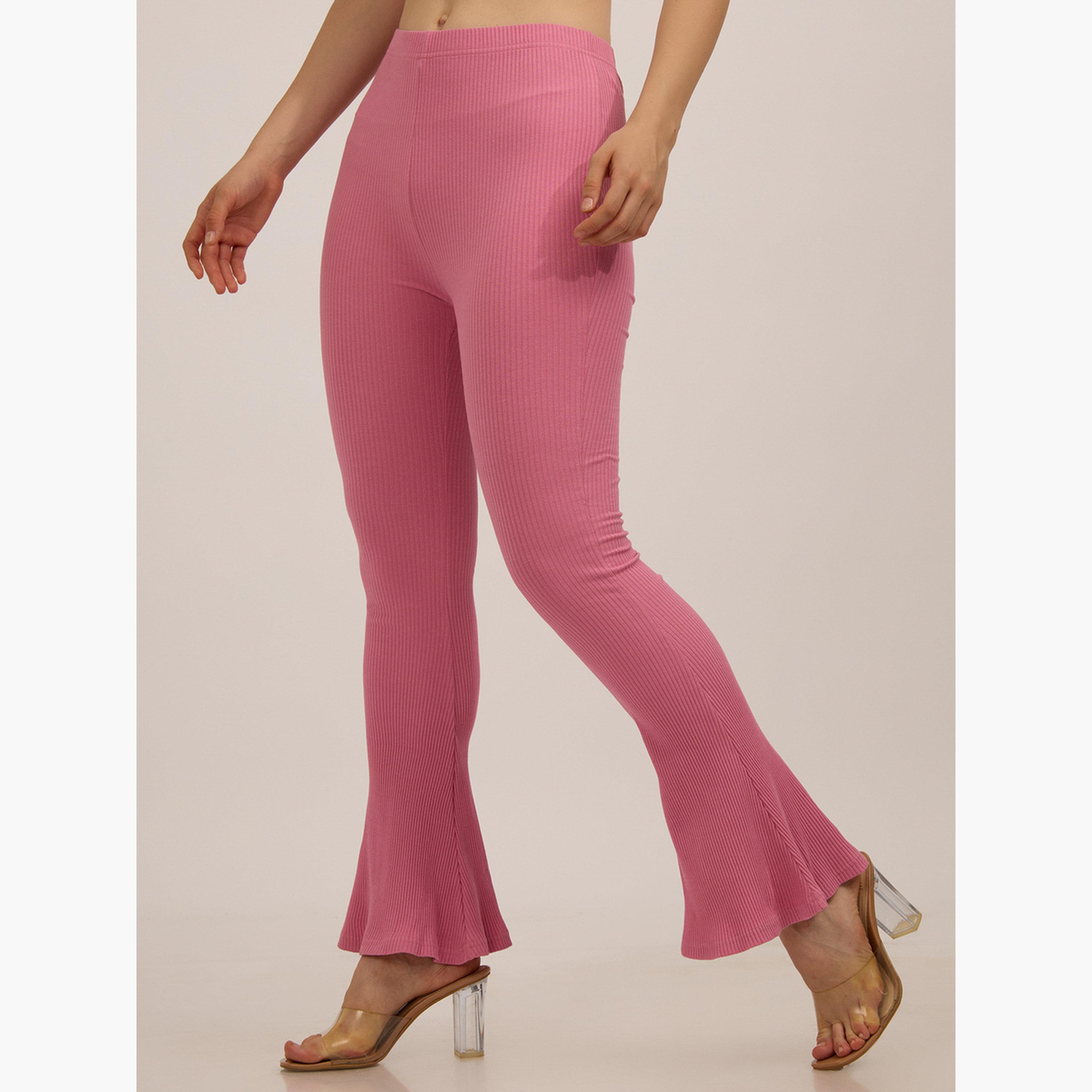 أوتزيدر × ستايلي - ليقنز/ فيزون أساسي مضلع باللون الوردي-women-clothing-bottoms-leggings-image-1