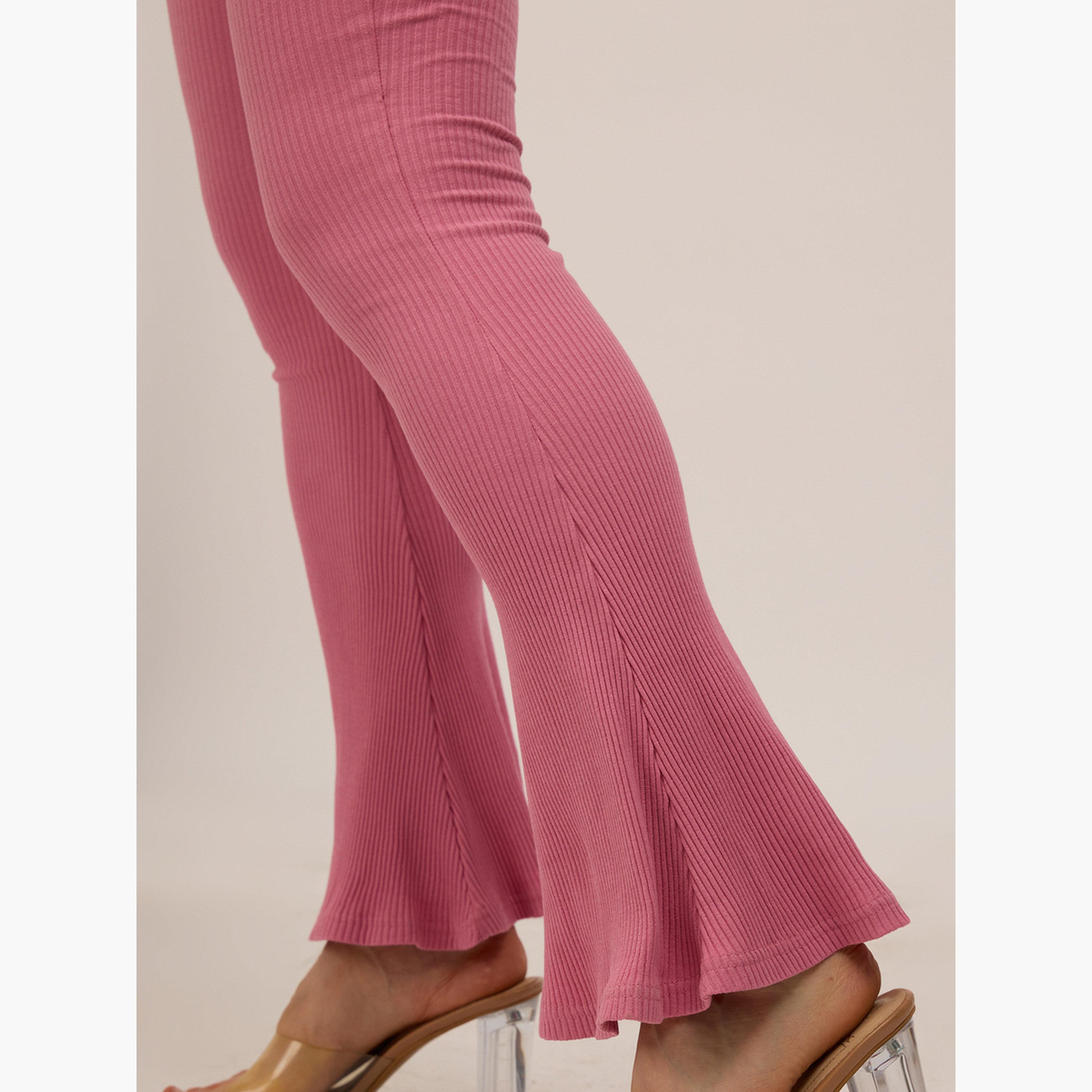 أوتزيدر × ستايلي - ليقنز/ فيزون أساسي مضلع باللون الوردي-women-clothing-bottoms-leggings-image-6