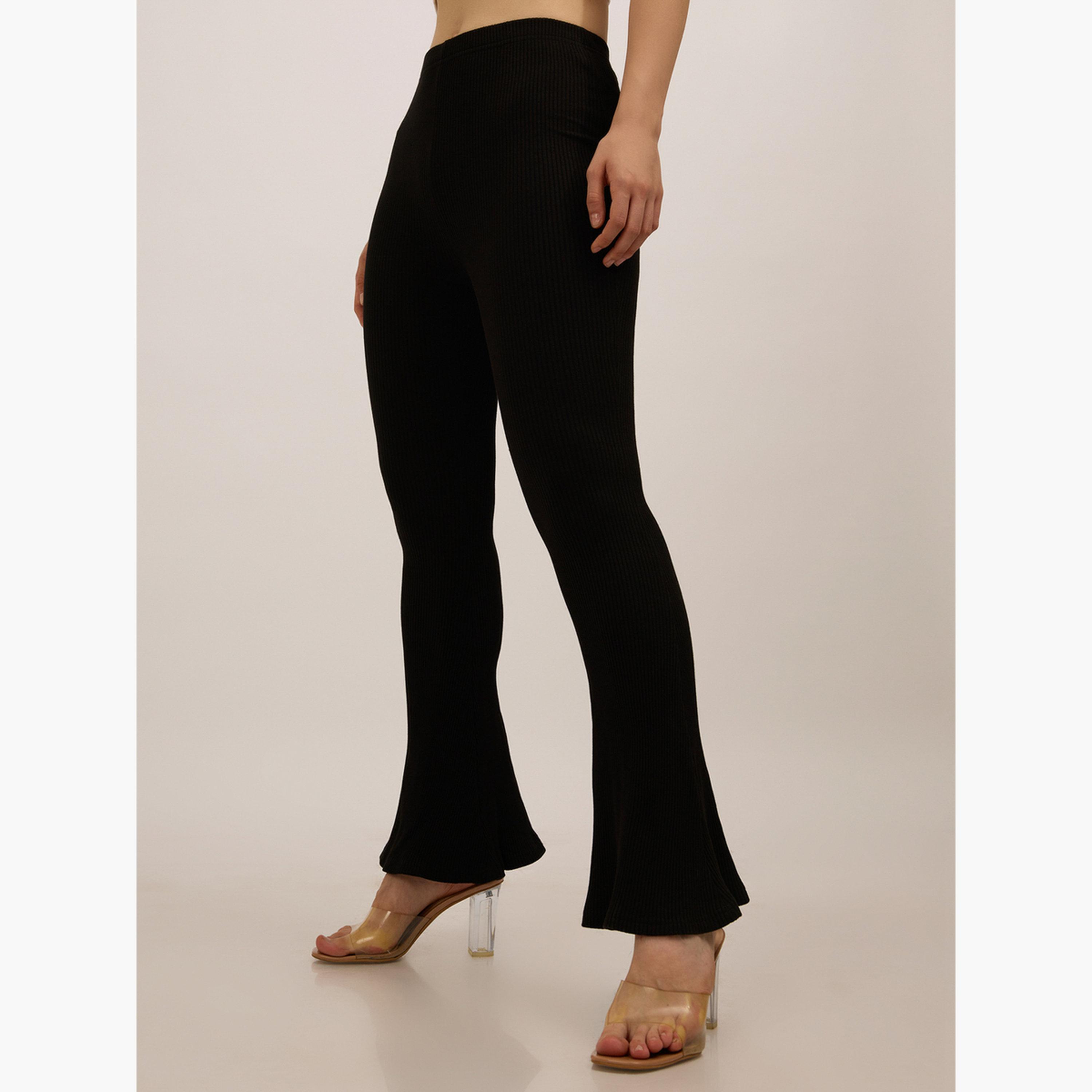 أوتزيدر × ستايلي - ليقنز/ فيزون أسود مضلع أساسي واسع-women-clothing-bottoms-leggings-image-3