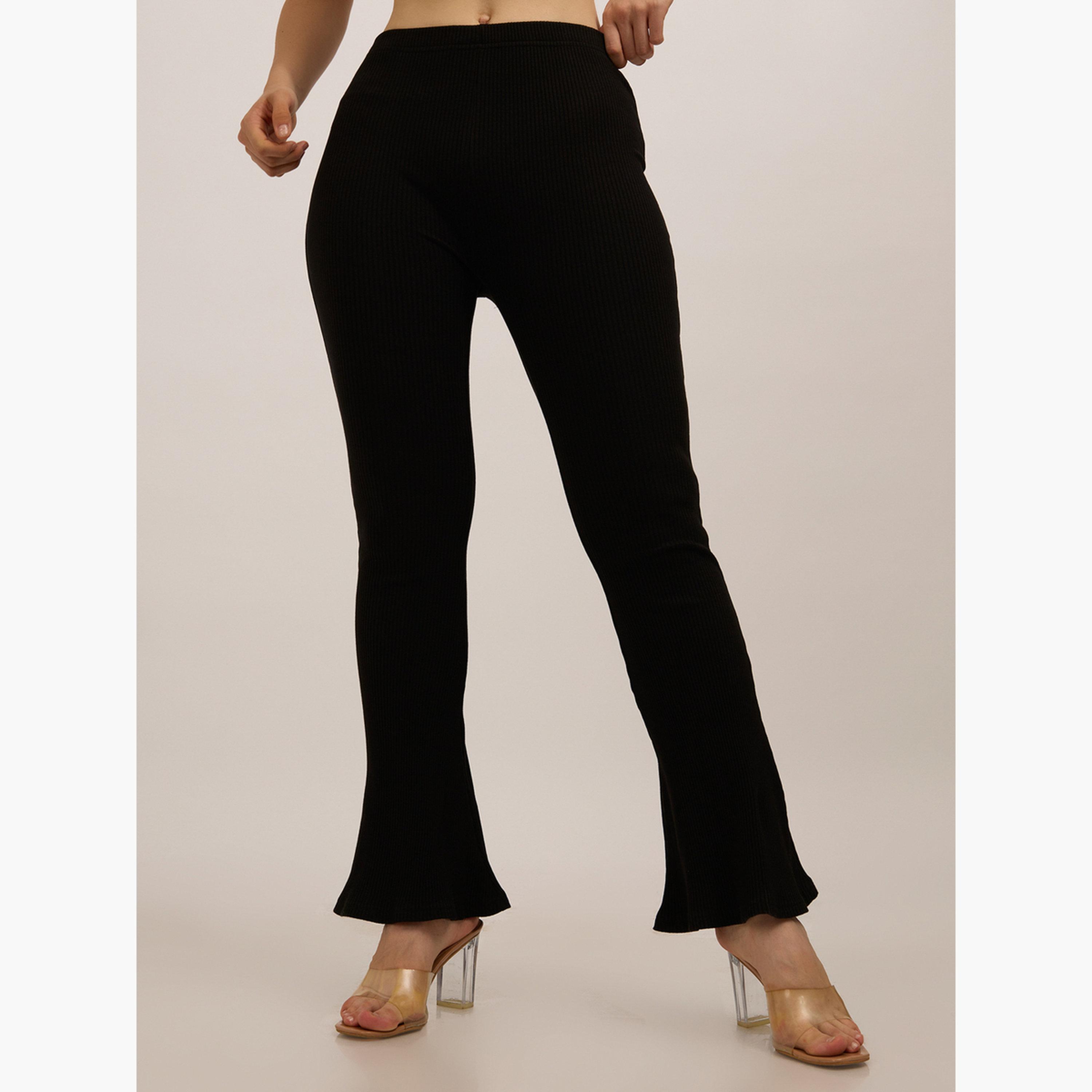 أوتزيدر × ستايلي - ليقنز/ فيزون أسود مضلع أساسي واسع-women-clothing-bottoms-leggings-image-5
