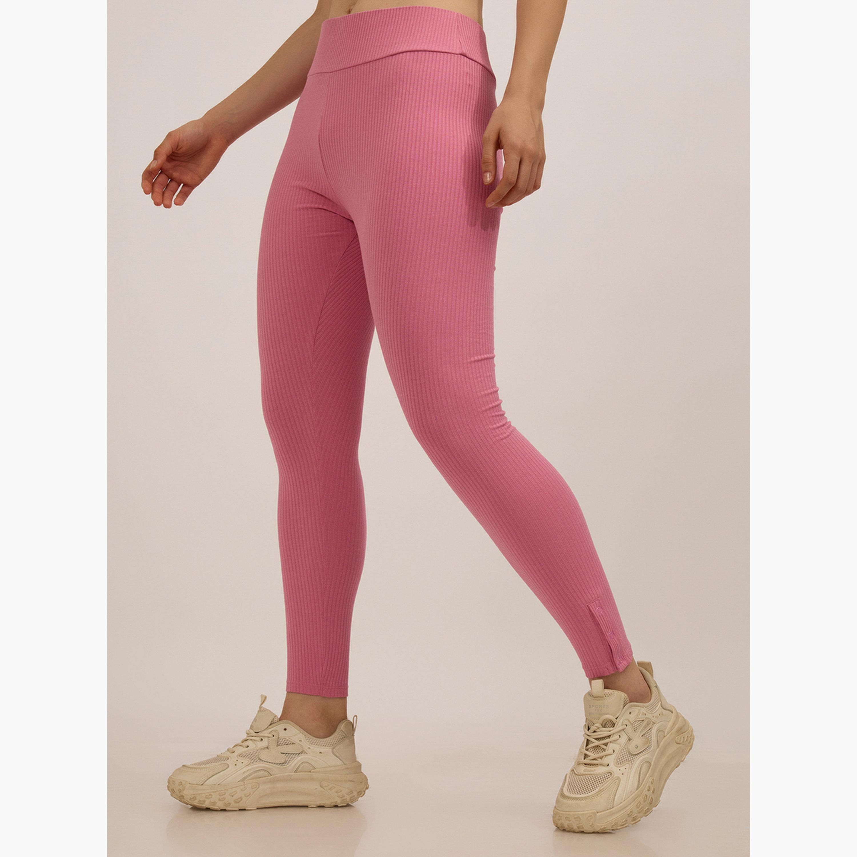 أوتزيدر × ستايلي - ليقنز/ فيزون سادة أساسي مضلع باللون الوردي-women-clothing-bottoms-leggings-image-4