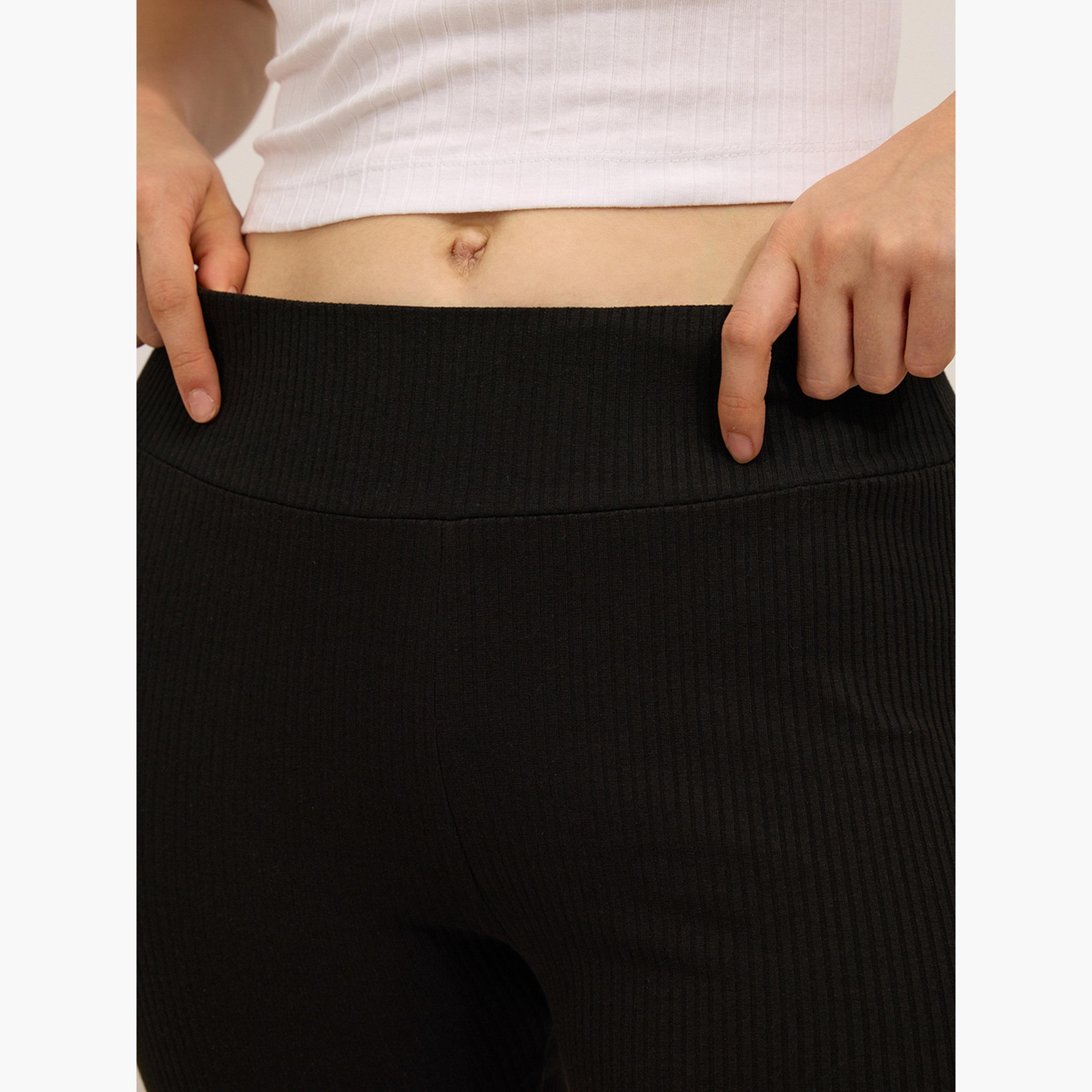 Outzidr X Styli Black Ribbed Basic Solid Leggings-women-clothing-bottoms-leggings-image-6