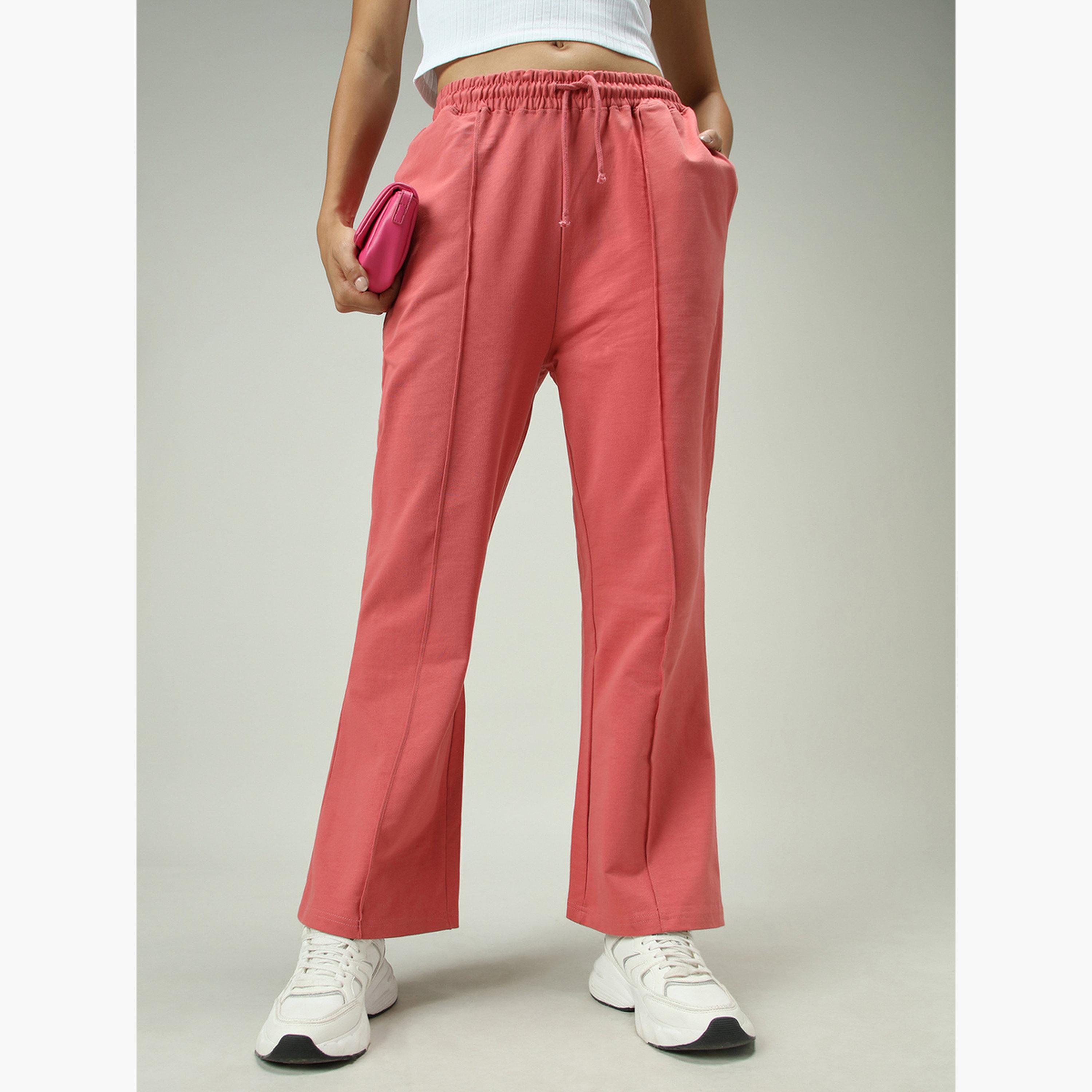 أوتزيدر × ستايلي - بنطال رياضي وردي واسع سادة ثنيات دقيقة-women-clothing-bottoms-joggers-image-4