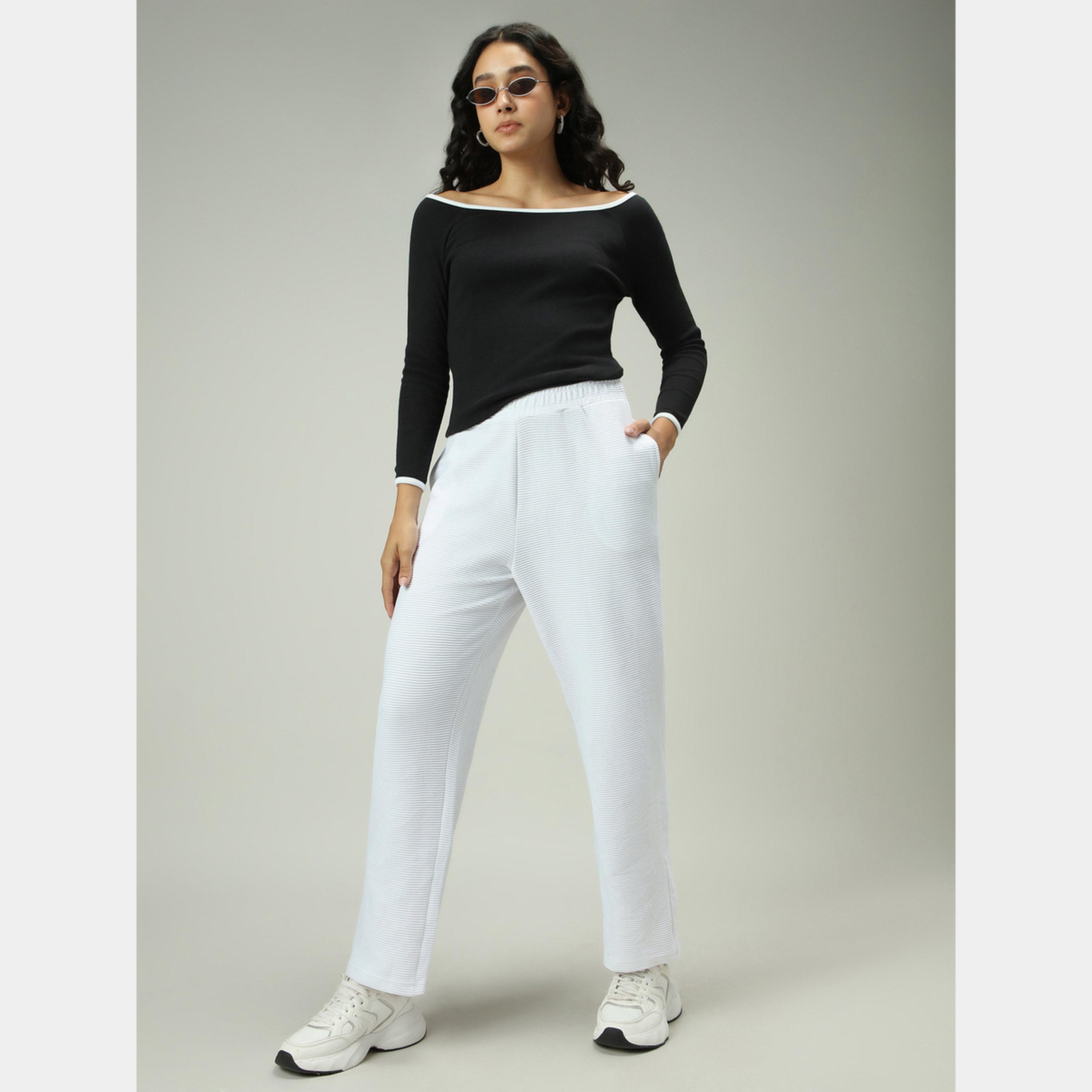 Outzidr X Styli White Textured Solid Pants-women-clothing-bottoms-trousers-image-2
