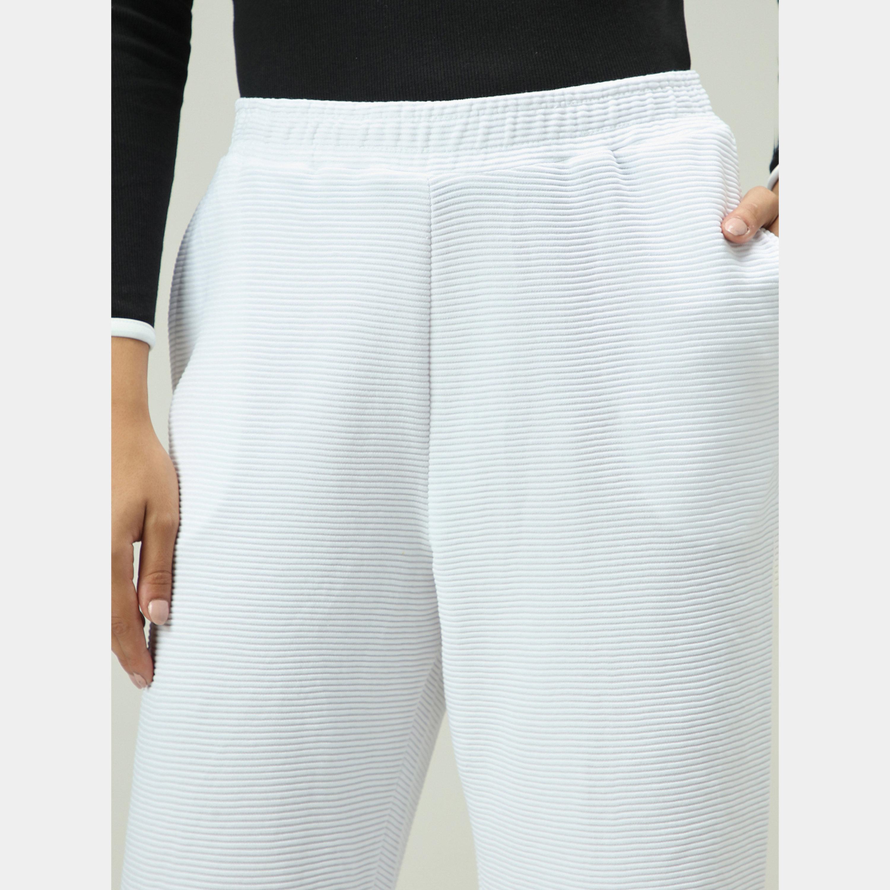 أوتزيدر × ستايلي - بنطال أبيض سادة منقوش-women-clothing-bottoms-trousers-image-5
