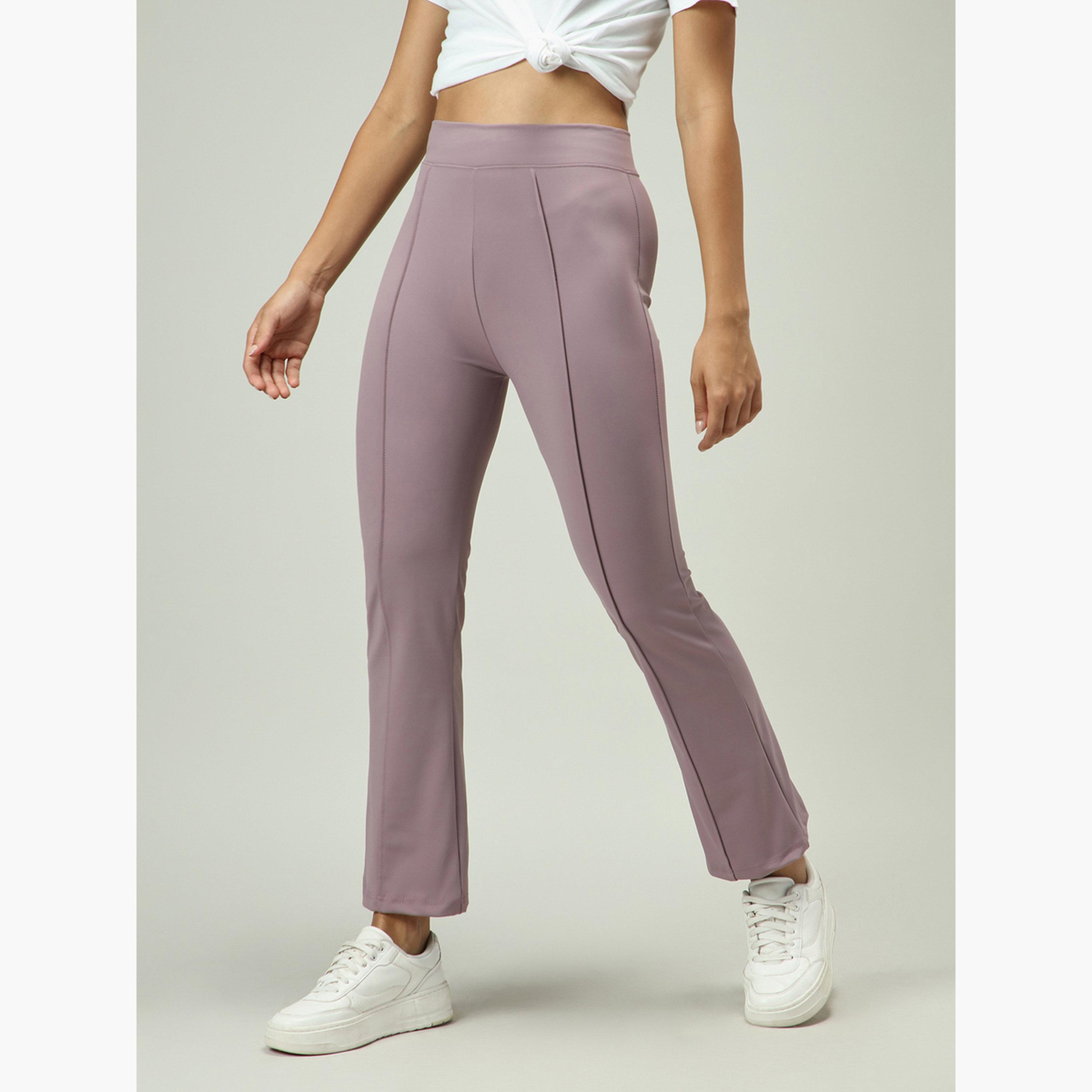 Outzidr X Styli Purple Fitted Flared Leggings-women-clothing-bottoms-leggings-image-4