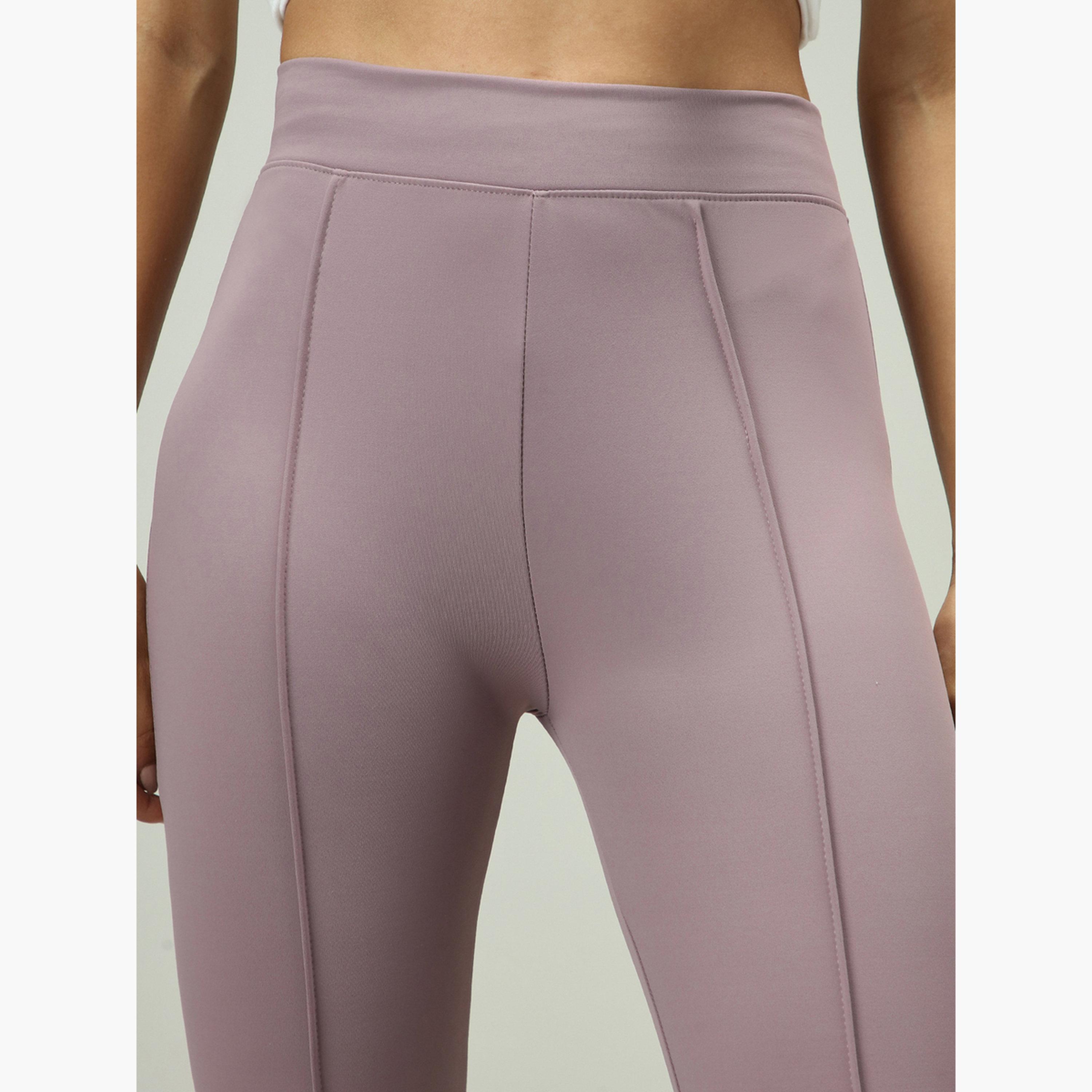 Outzidr X Styli Purple Fitted Flared Leggings-women-clothing-bottoms-leggings-image-5
