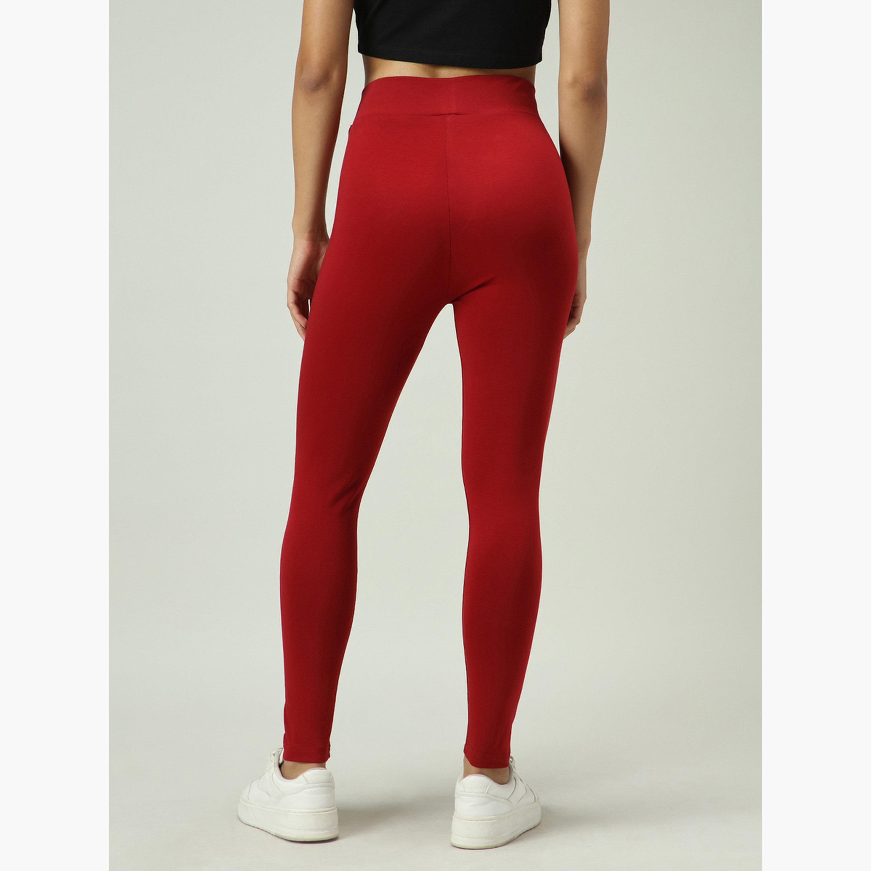 أوتزيدر × ستايلي - ليقنز/ فيزون بحزام خصر متقاطع بلون البرغندي-women-clothing-bottoms-leggings-image-3