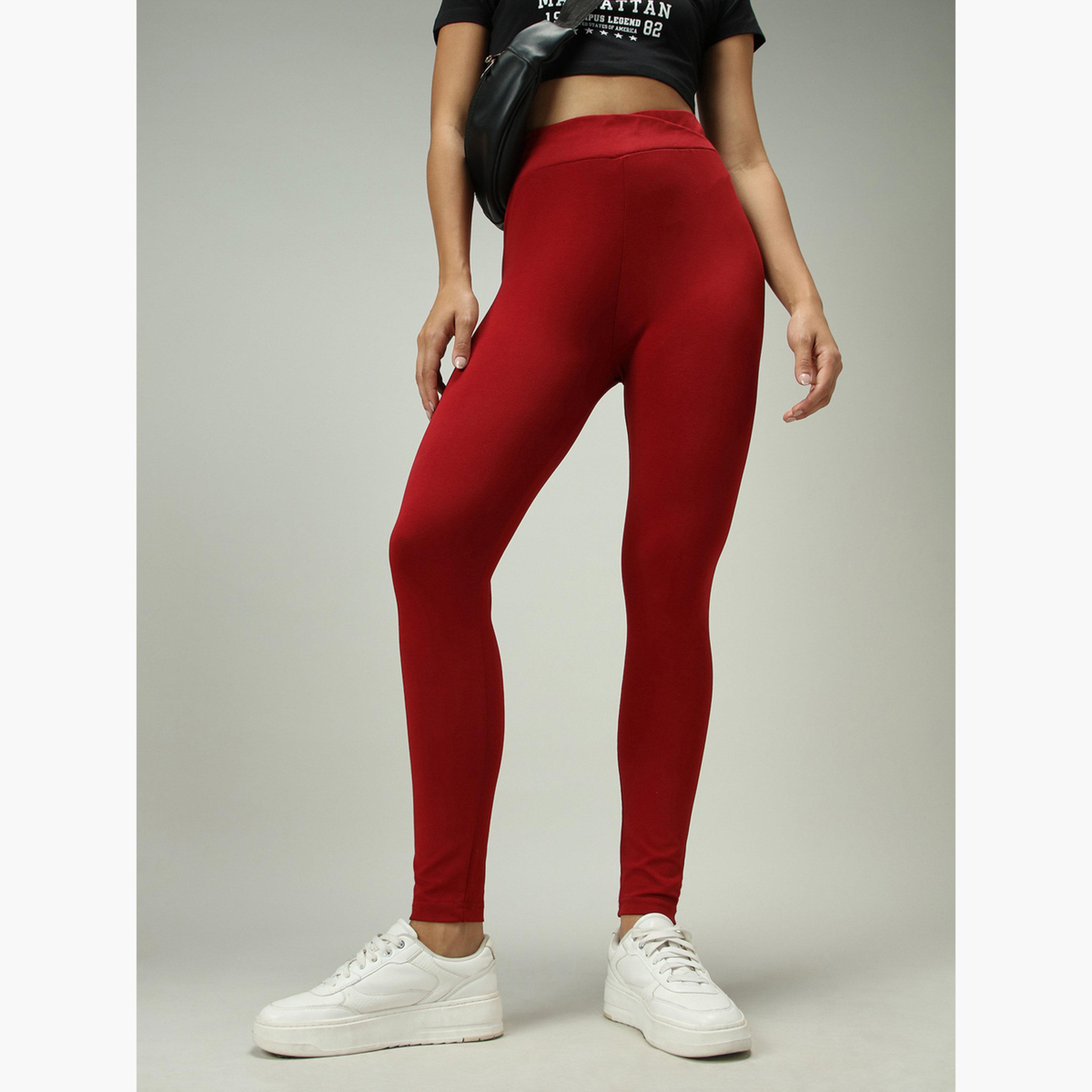 أوتزيدر × ستايلي - ليقنز/ فيزون بحزام خصر متقاطع بلون البرغندي-women-clothing-bottoms-leggings-image-6