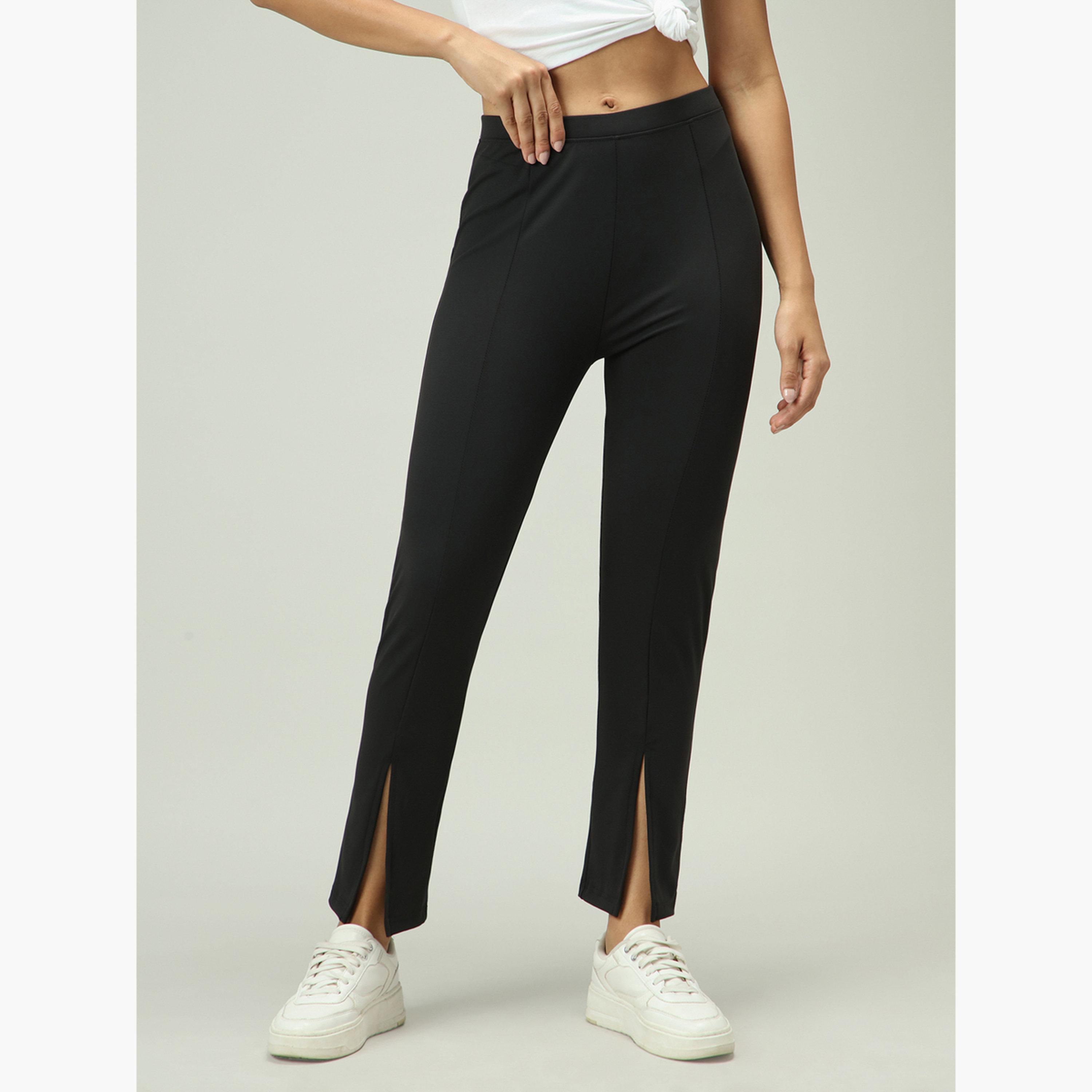 أوتزيدر × ستايلي - ليقنز/ فيزون أسود بفتحة أمامية-women-clothing-leggings-image-1