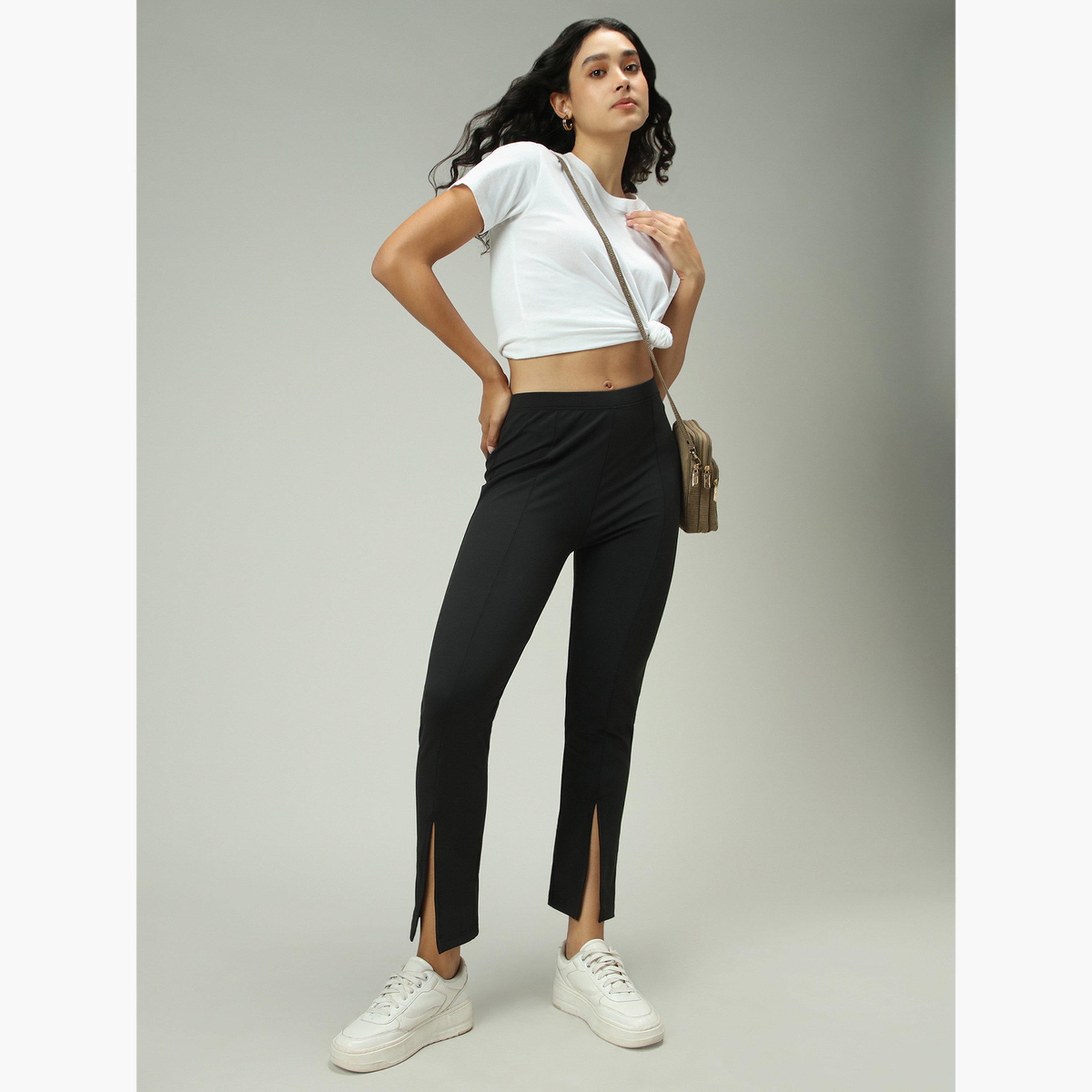 أوتزيدر × ستايلي - ليقنز/ فيزون أسود بفتحة أمامية-women-clothing-leggings-image-2