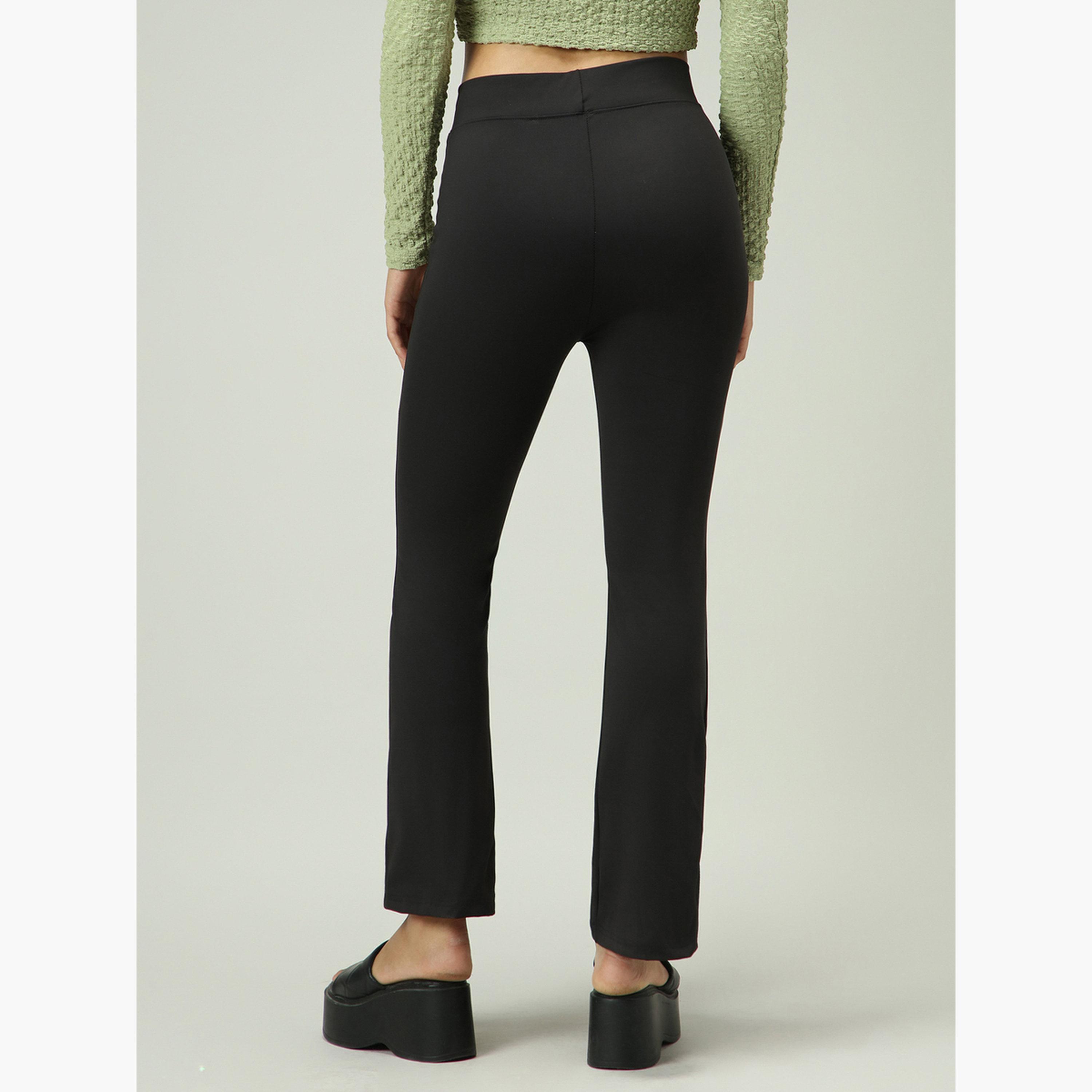 Outzidr X Styli Black Fitted Flared Leggings-women-clothing-bottoms-leggings-image-3