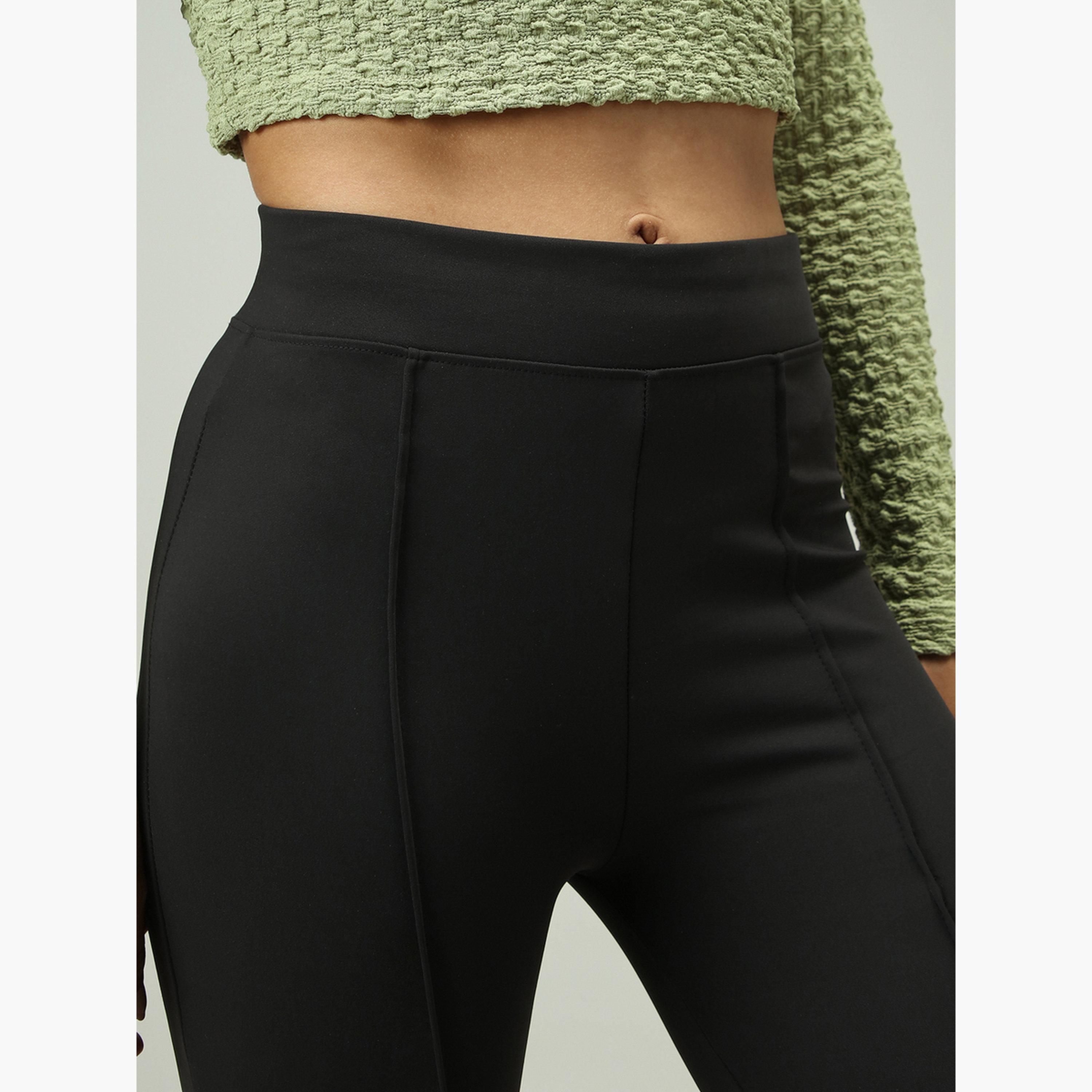 Outzidr X Styli Black Fitted Flared Leggings-women-clothing-bottoms-leggings-image-5