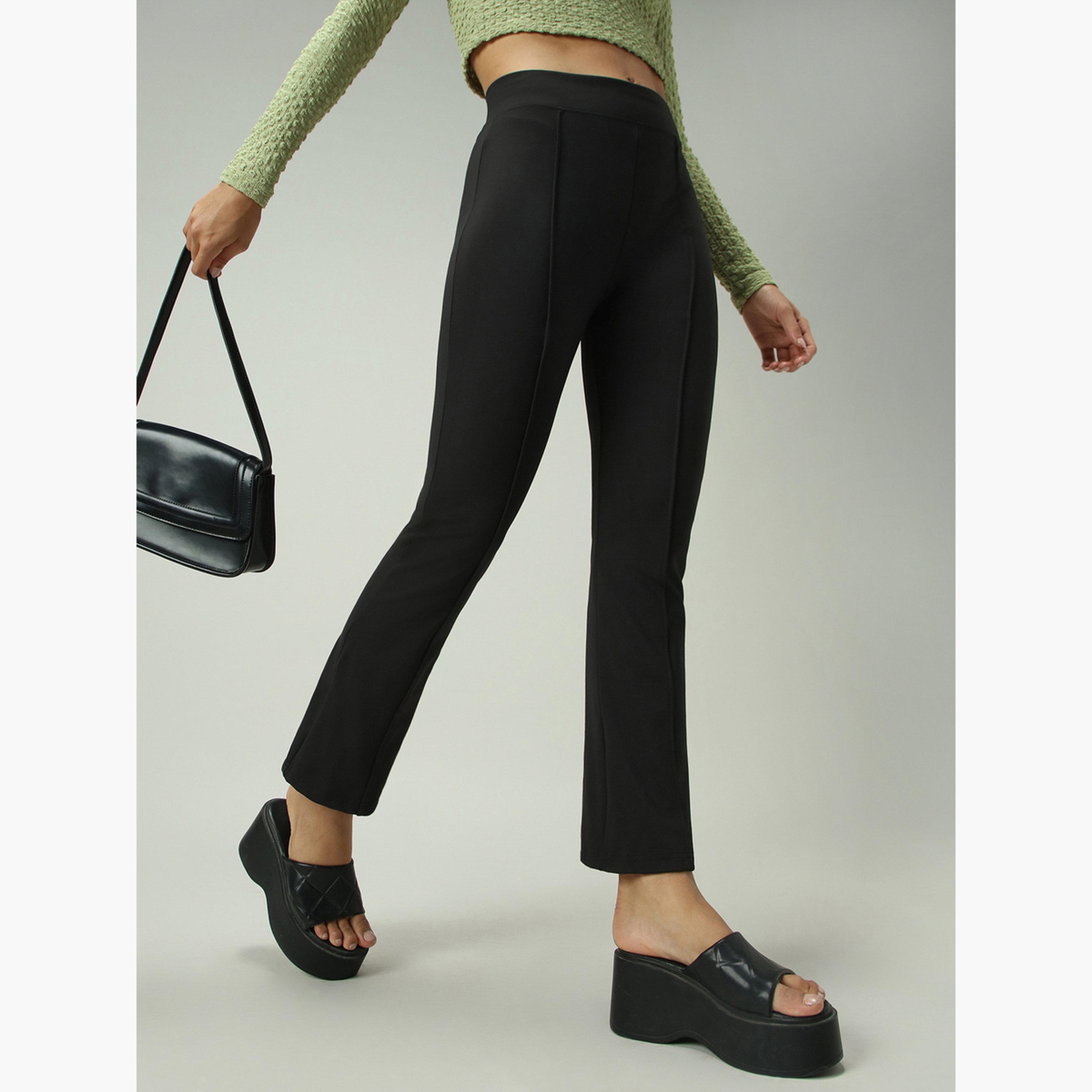 Outzidr X Styli Black Fitted Flared Leggings-women-clothing-bottoms-leggings-image-6