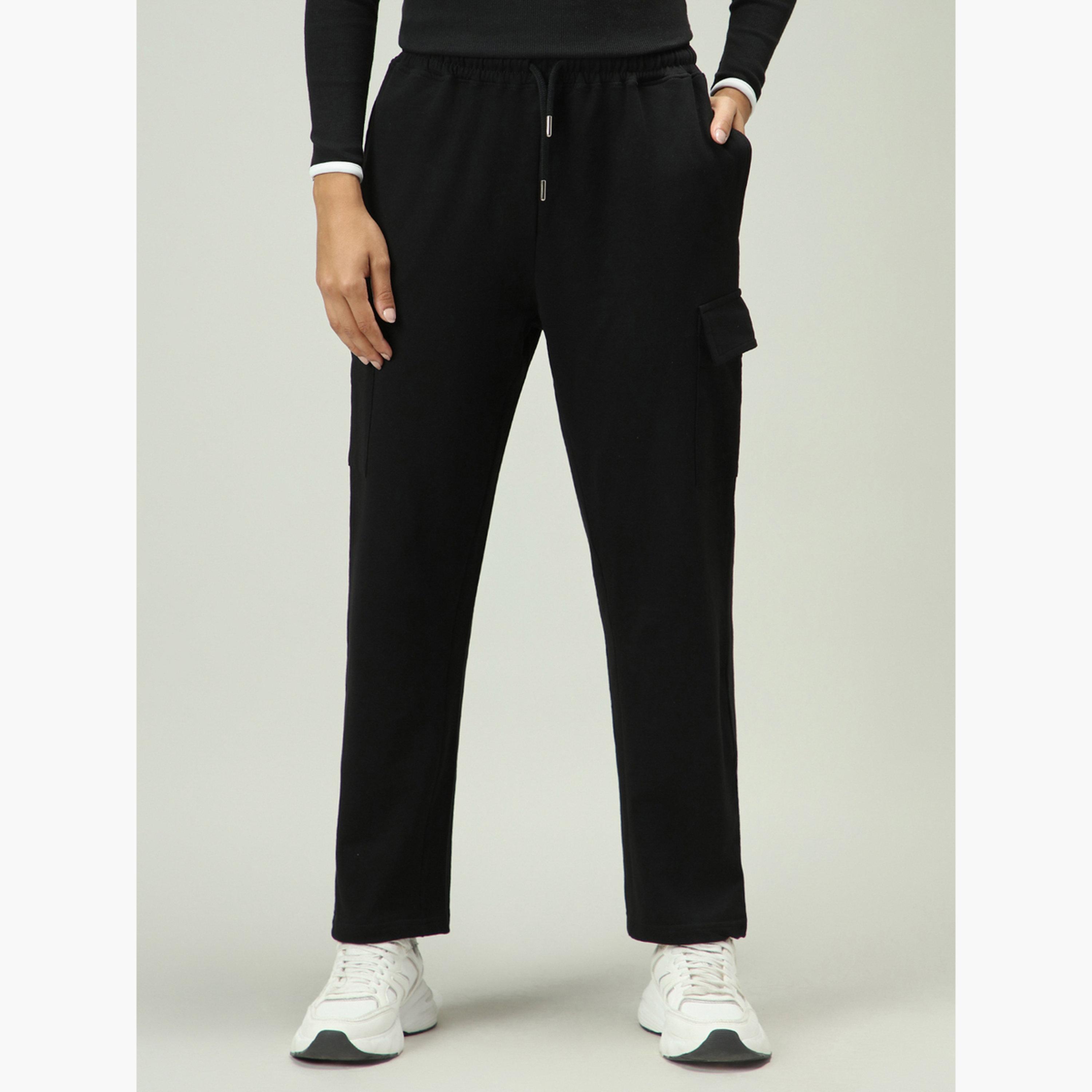 أوتزيدر × ستايلي - بنطال رياضي أسود واسع الساق بجيوب-women-clothing-bottoms-joggers-image-1