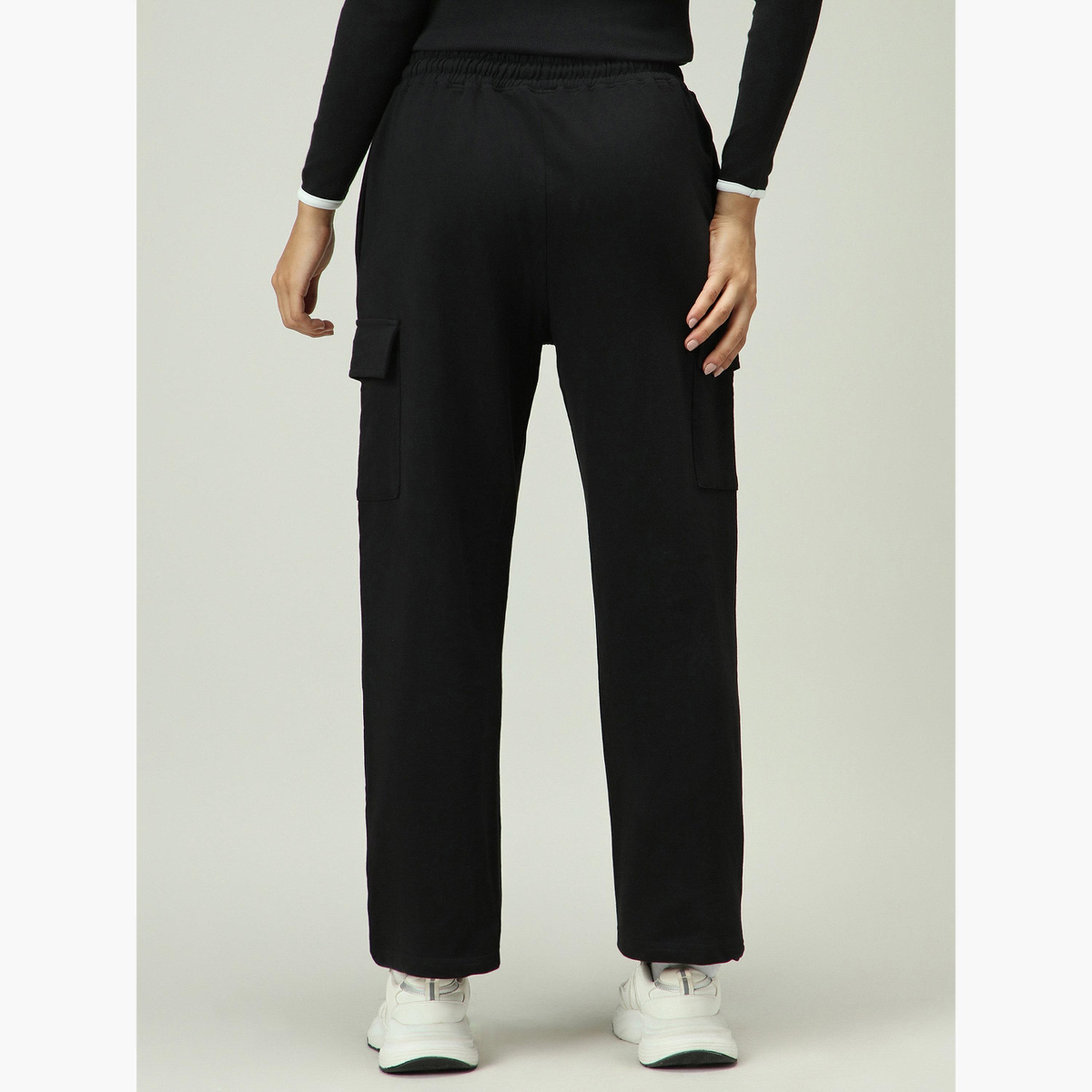 Outzidr X Styli Black Cargo Pocket Wide Leg Joggers-women-clothing-bottoms-joggers-image-3