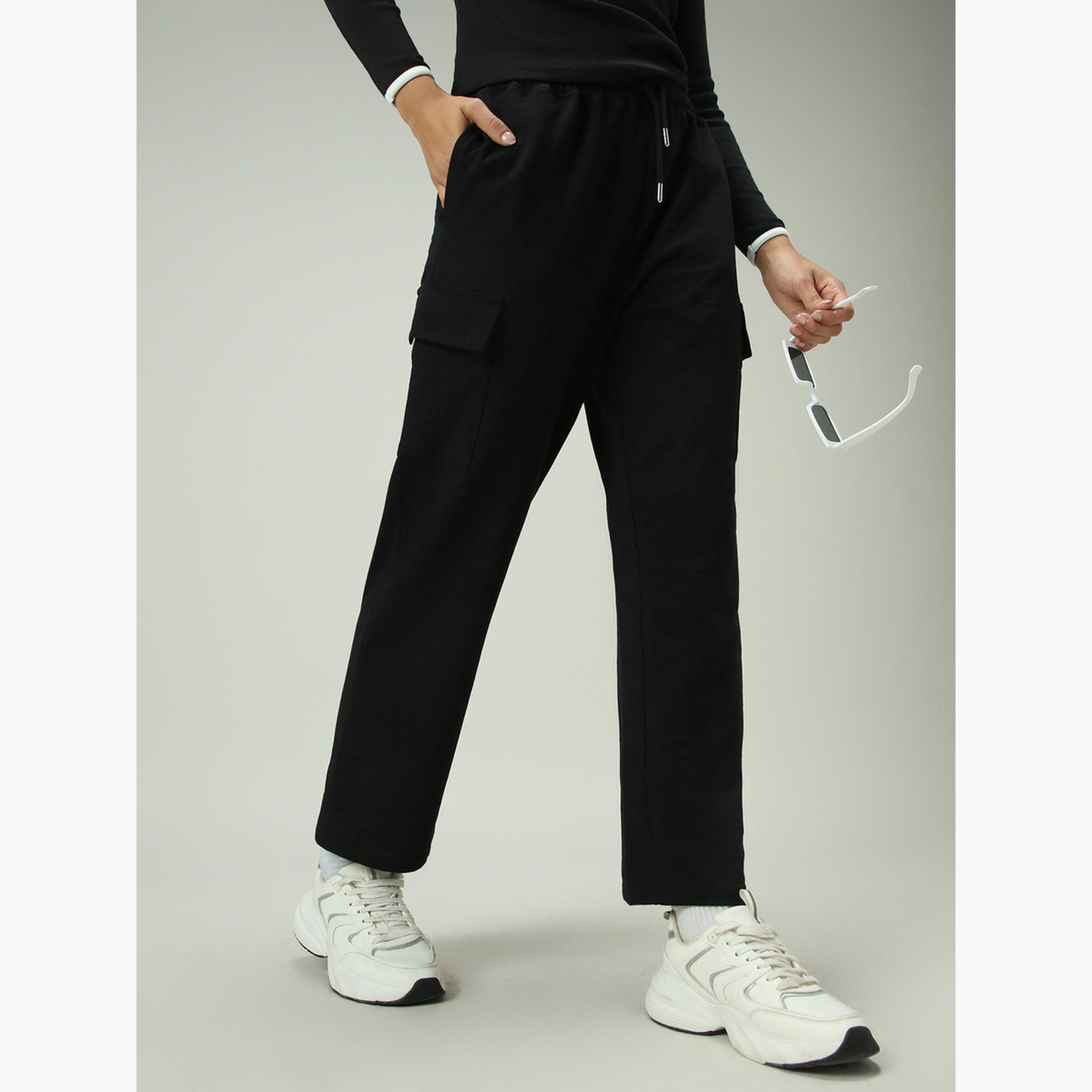 Outzidr X Styli Black Cargo Pocket Wide Leg Joggers-women-clothing-bottoms-joggers-image-6