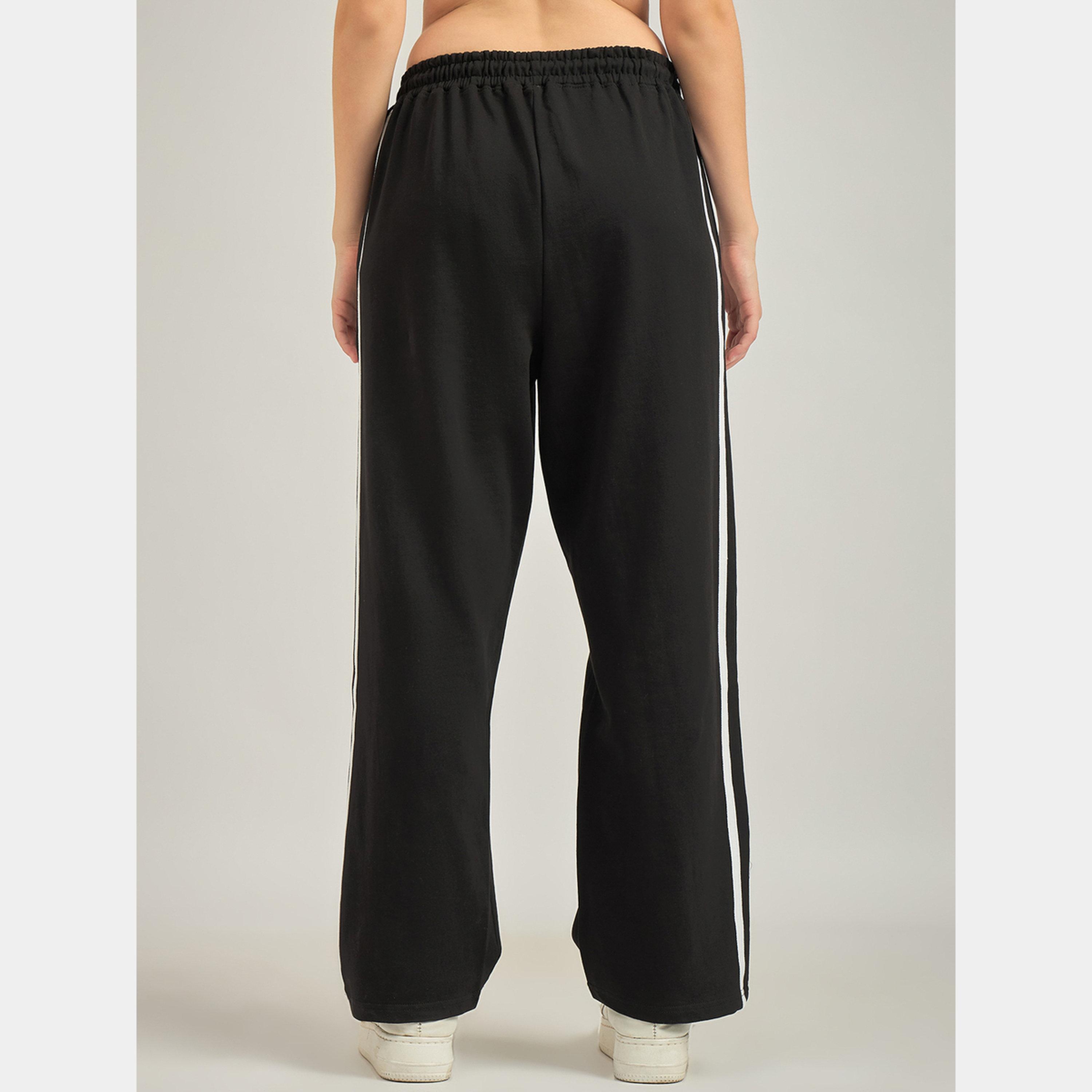 Outzidr X Styli Black Side Tape Straight Leg Joggers-women-clothing-bottoms-joggers-image-5