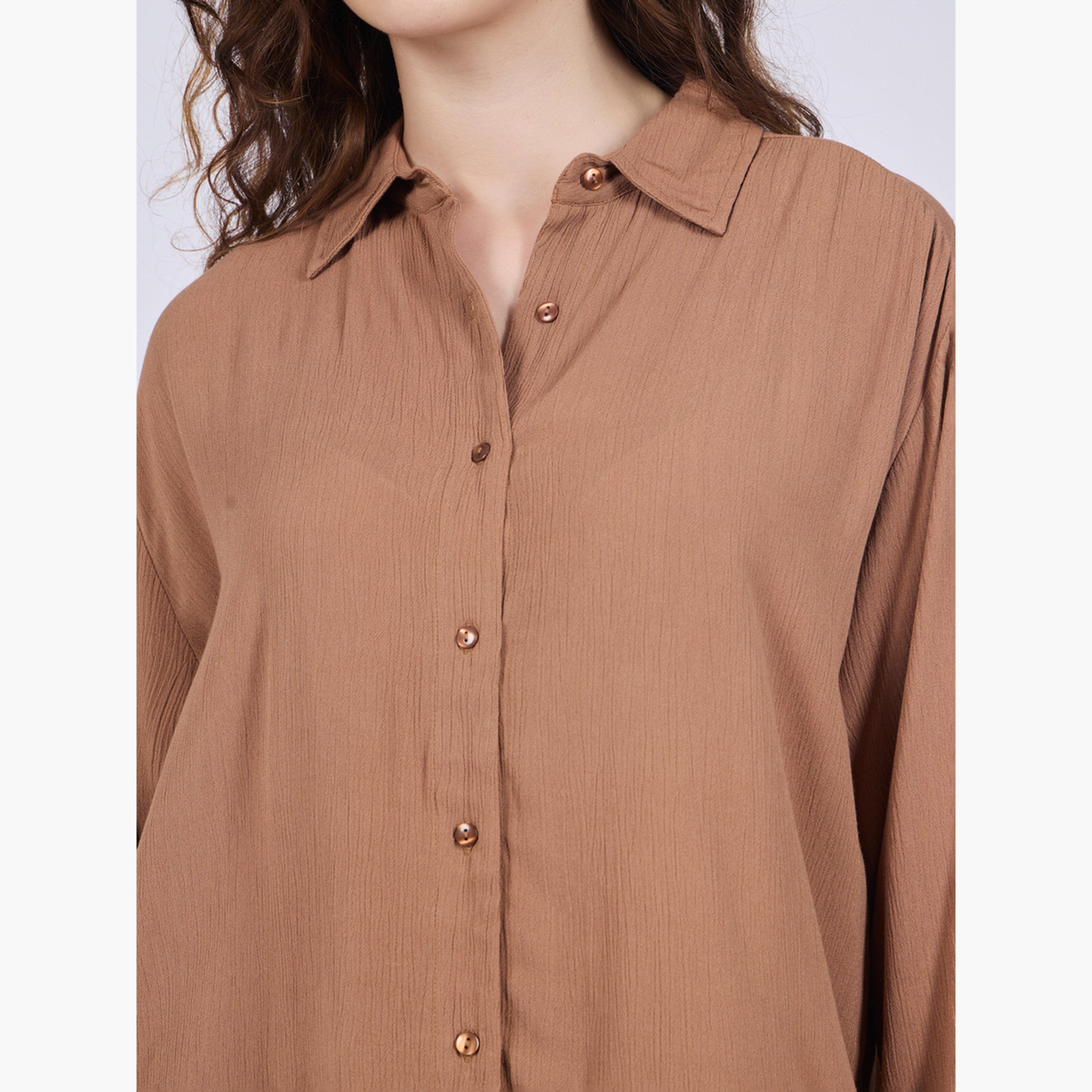 أوتزيدر × ستايلي - قميص وبنطال مريحان باللون البني-women-clothing-coordsets-image-6
