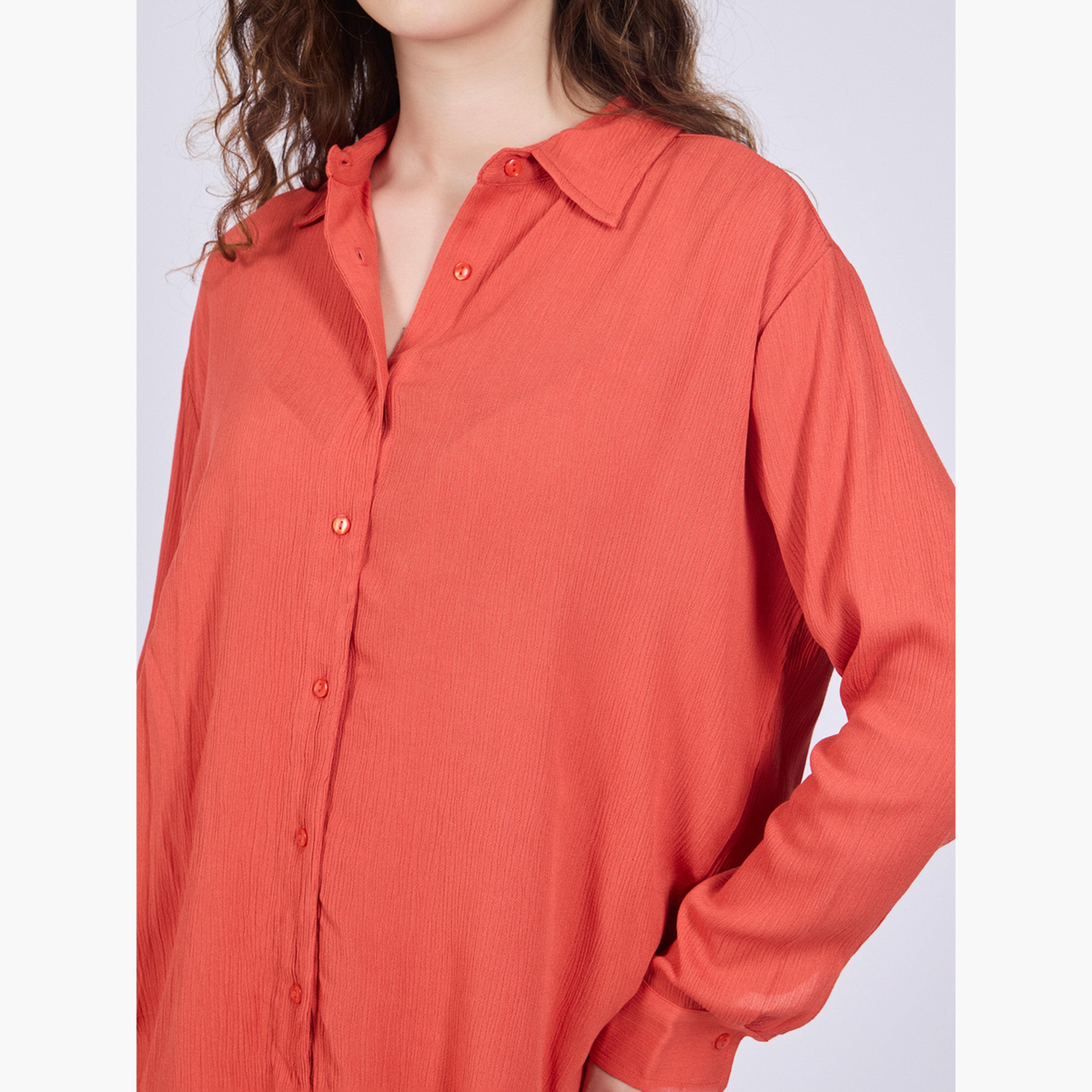 أوتزيدر × ستايلي - قميص وبنطال لون برتقالي-women-clothing-coordsets-image-6