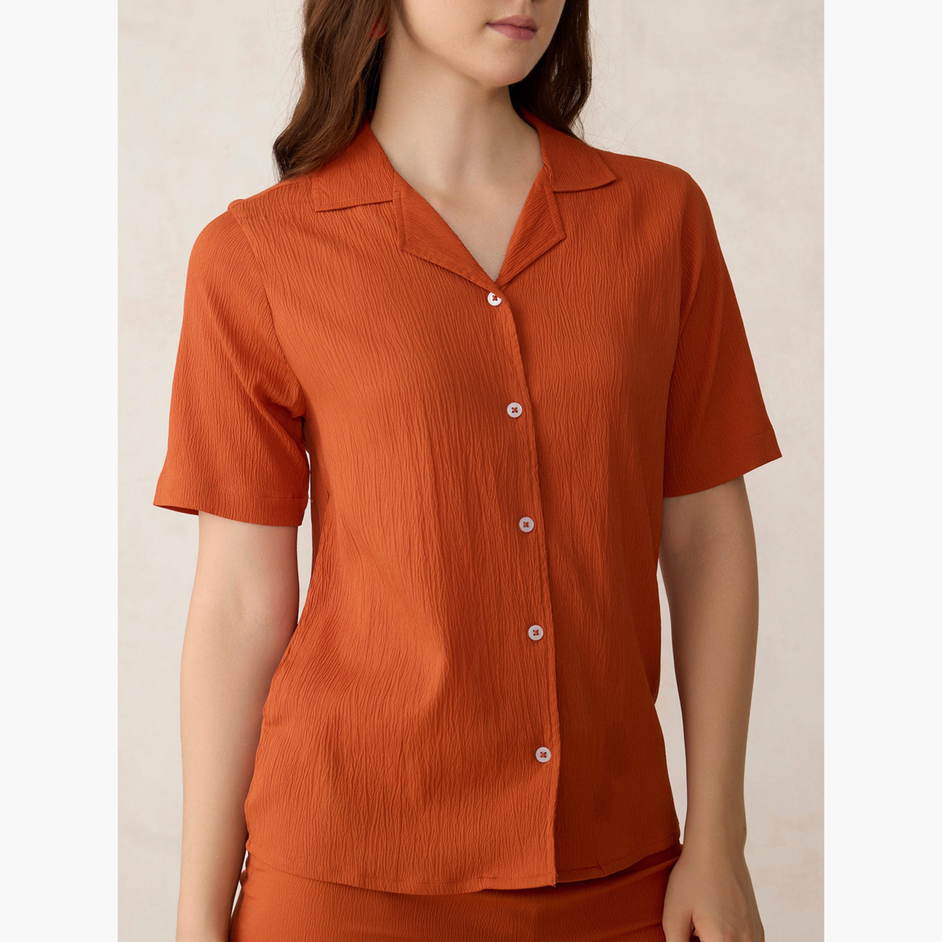 Outzidr X Styli Orange Woven Shirt and Shorts Co-ords-women-clothing-coordsets-image-6