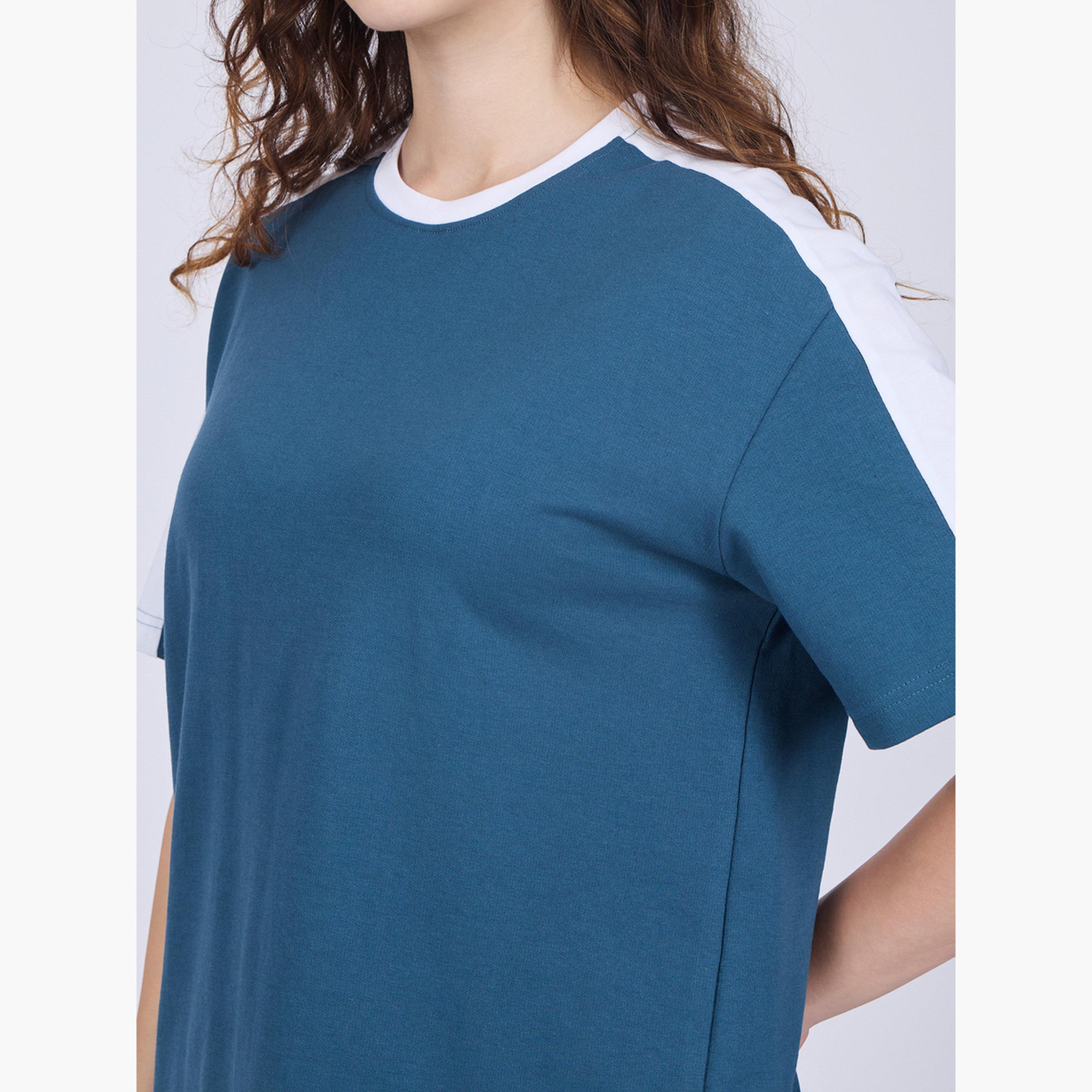 أوتزيدر × ستايلي - تي شيرت أزرق مخطط جانبيًا مع بنطال رياضي-women-clothing-coordsets-image-5