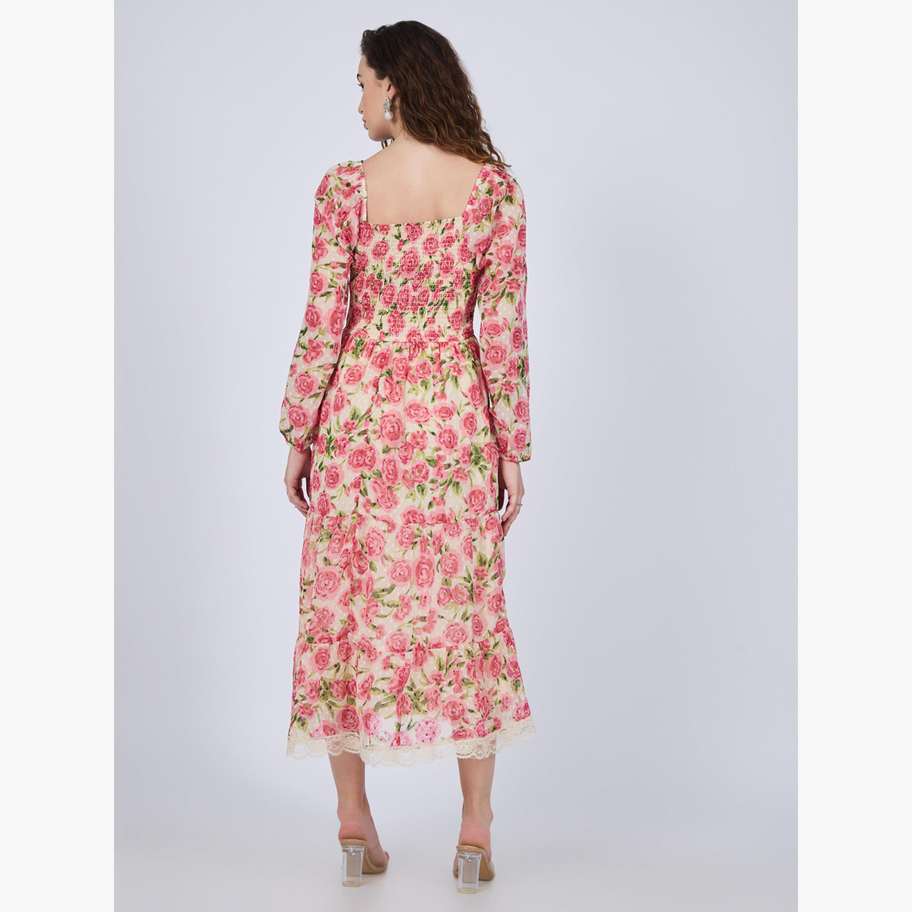 أوتزيدر × ستايلي - فستان متوسط الطول متعدد الطبقات مزين بالزهور-women-clothing-dresses-image-6