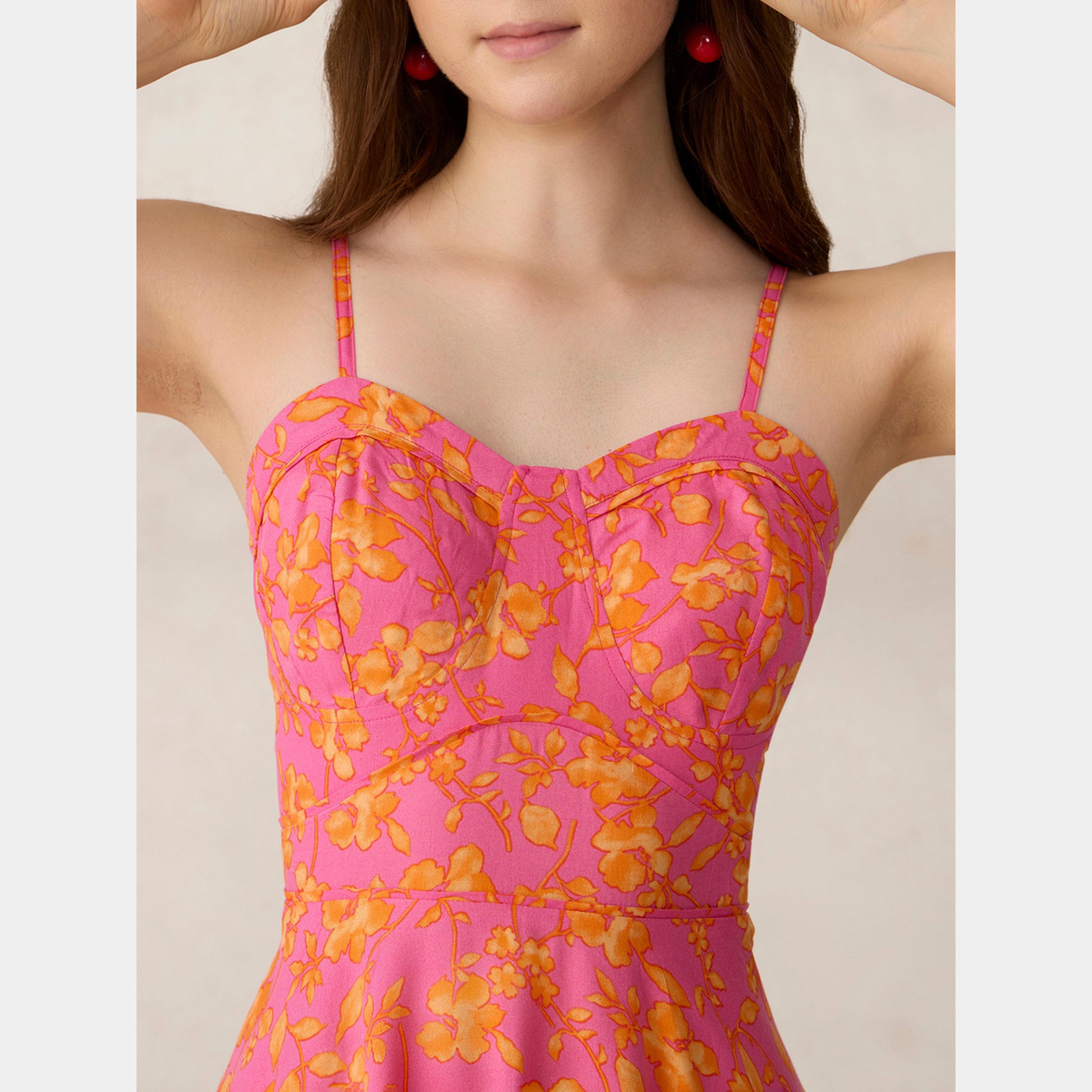 أوتزيدر × ستايلي - فستان نسائي قصير مطبوع باللون الوردي، بقصة ضيقة وواسعة-women-clothing-dresses-image-3