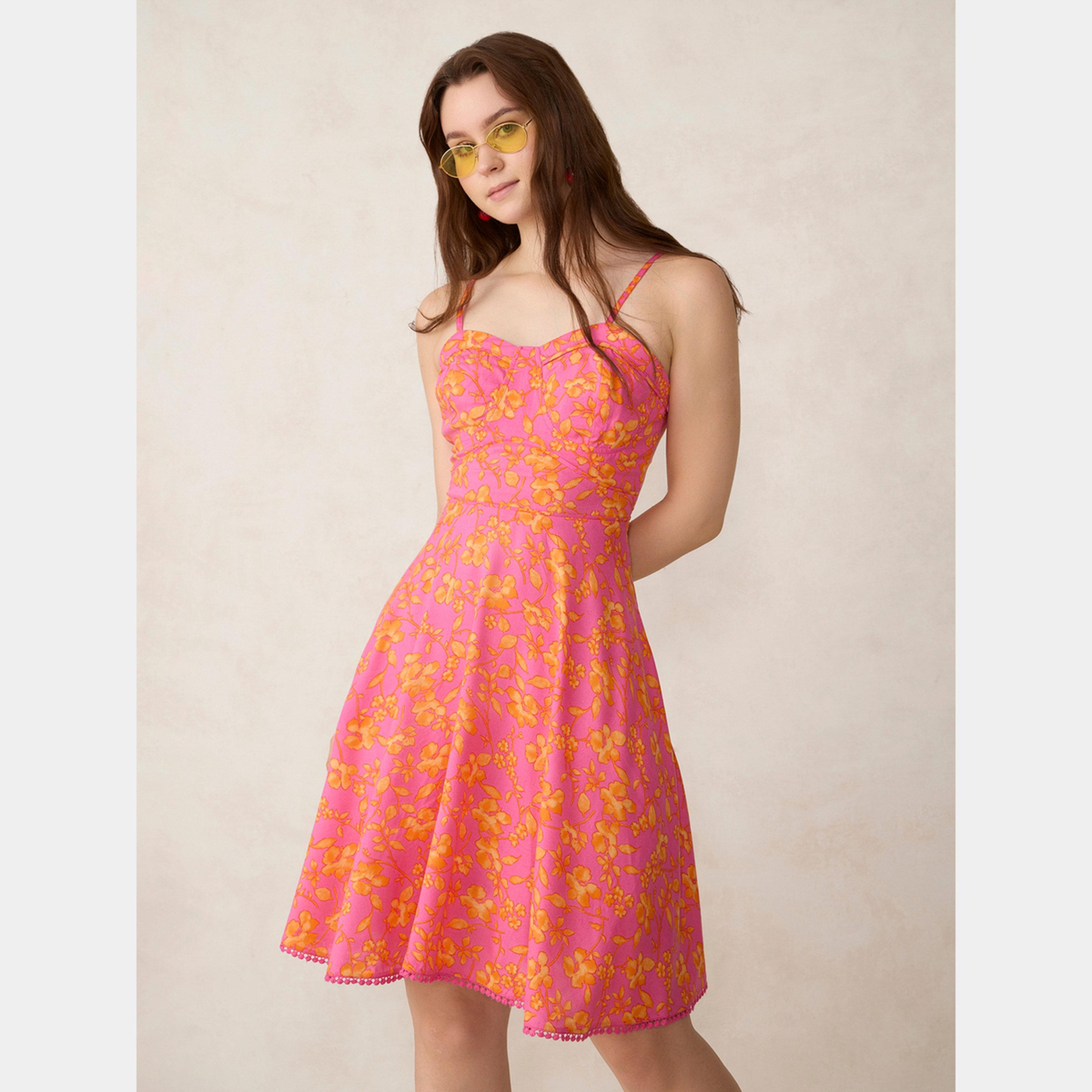 أوتزيدر × ستايلي - فستان نسائي قصير مطبوع باللون الوردي، بقصة ضيقة وواسعة-women-clothing-dresses-image-5