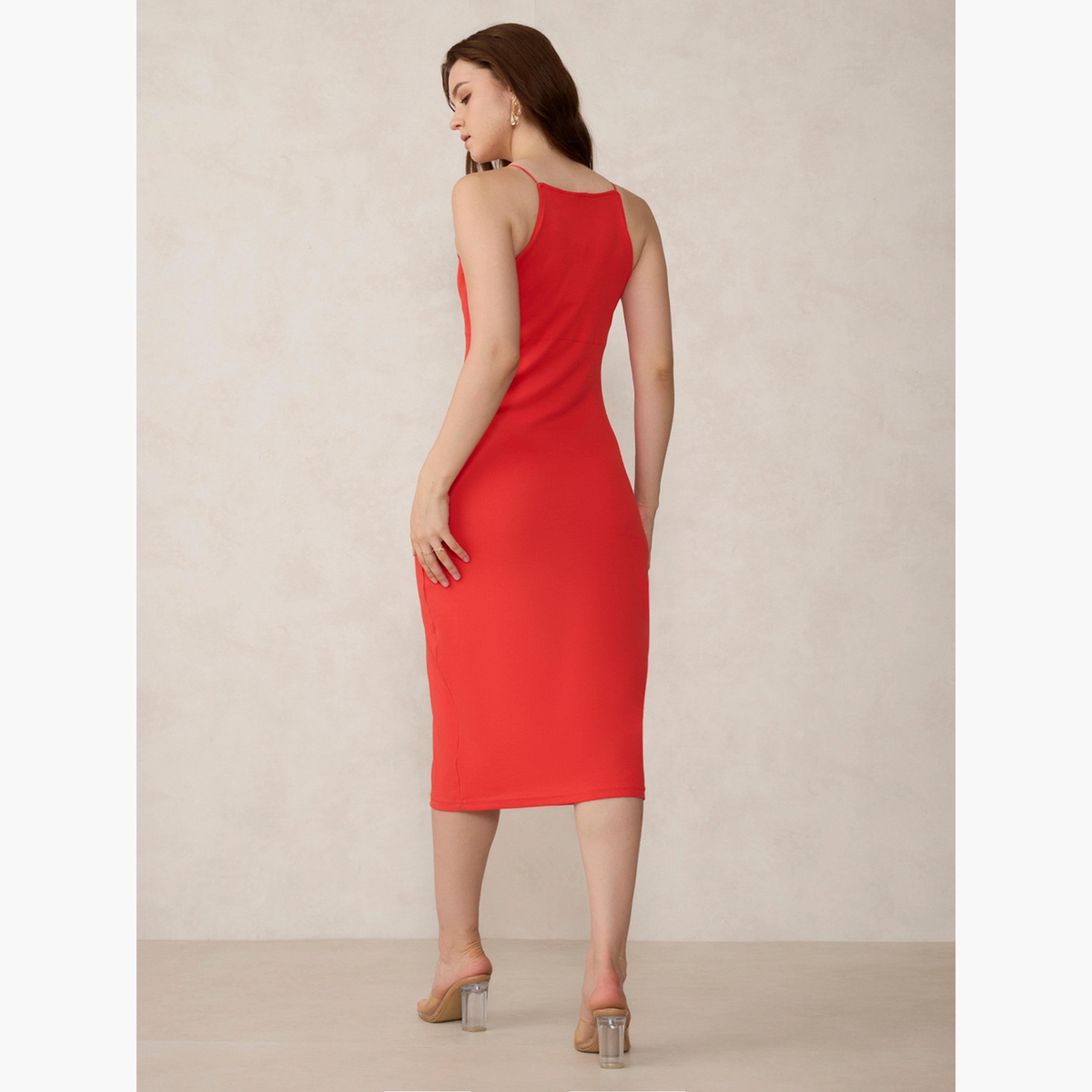 أوتزيدر × ستايلي - فستان أحمر ضيق بدون أكمام-women-clothing-dresses-image-5