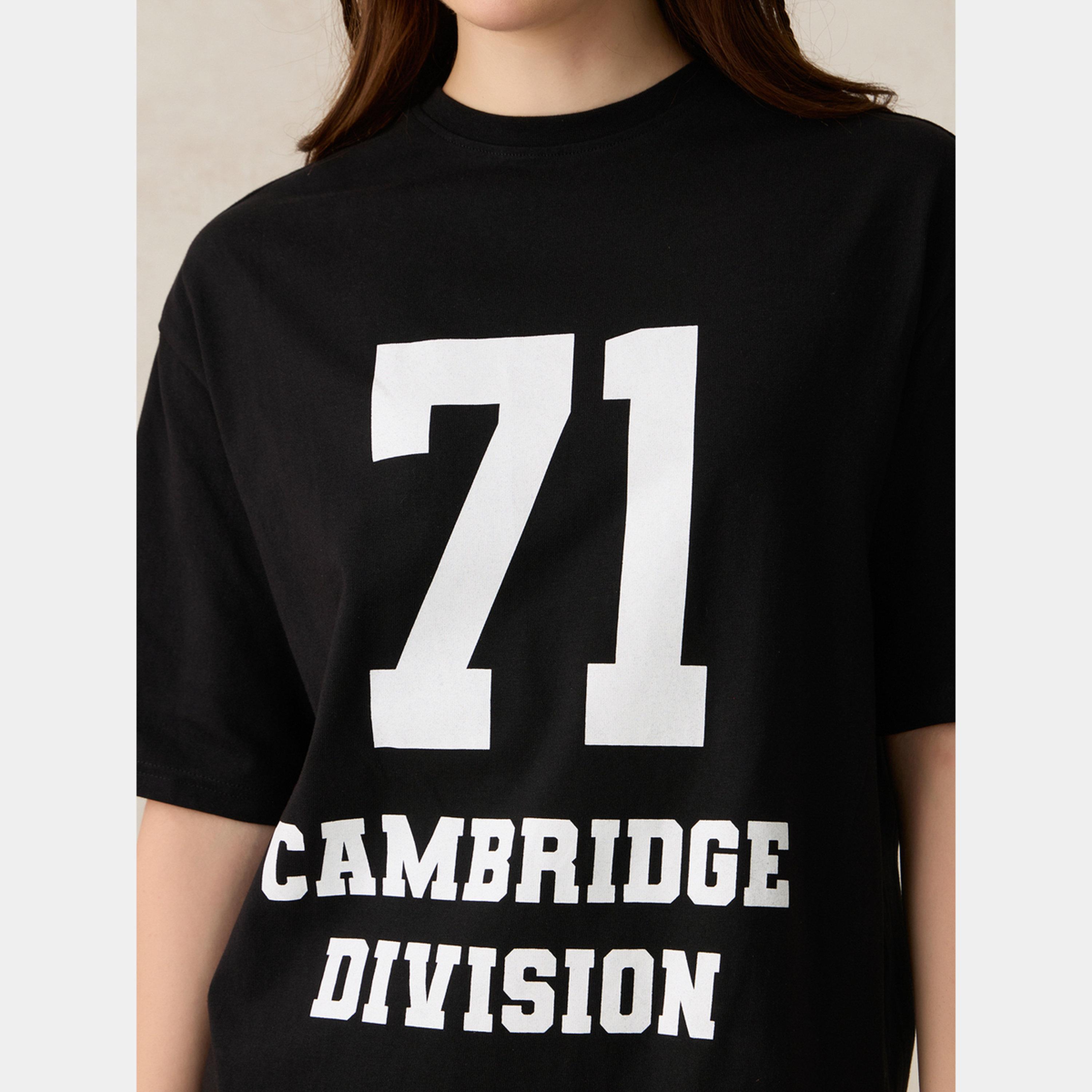 Outzidr X Styli Black Varsity Graphic Round Neck Women's T-Shirt Mini Dress-women-clothing-dresses-image-3