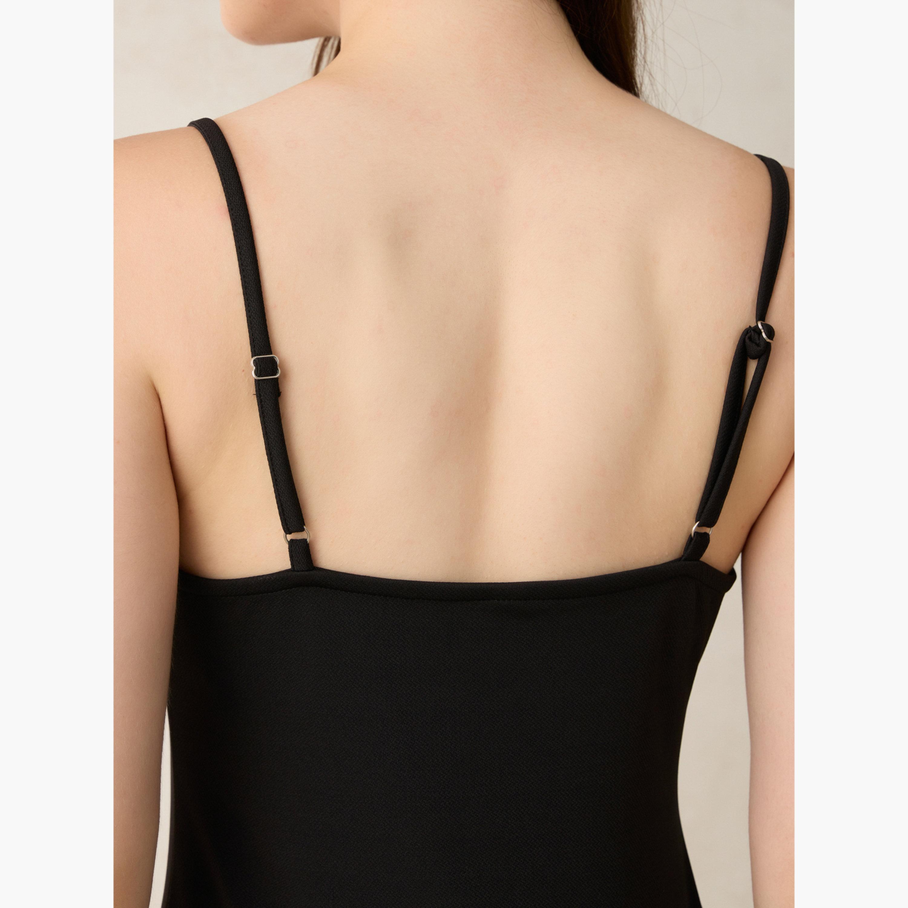 أوتزيدر × ستايلي - فستان أسود ضيق بياقة مربعة وأحزمة-women-clothing-dresses-image-6
