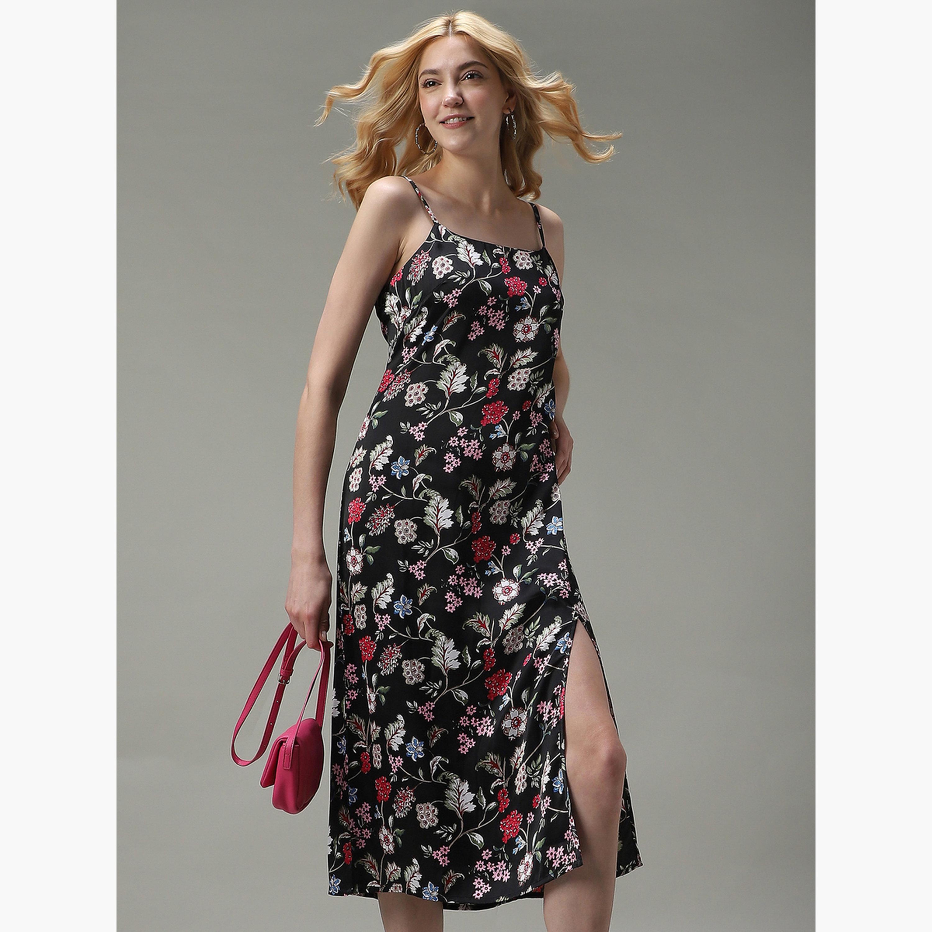 أوتزيدر × ستايلي - فستان ساتان متوسط ​​الطول بفتحات جانبية متعددة-women-clothing-dresses-image-6