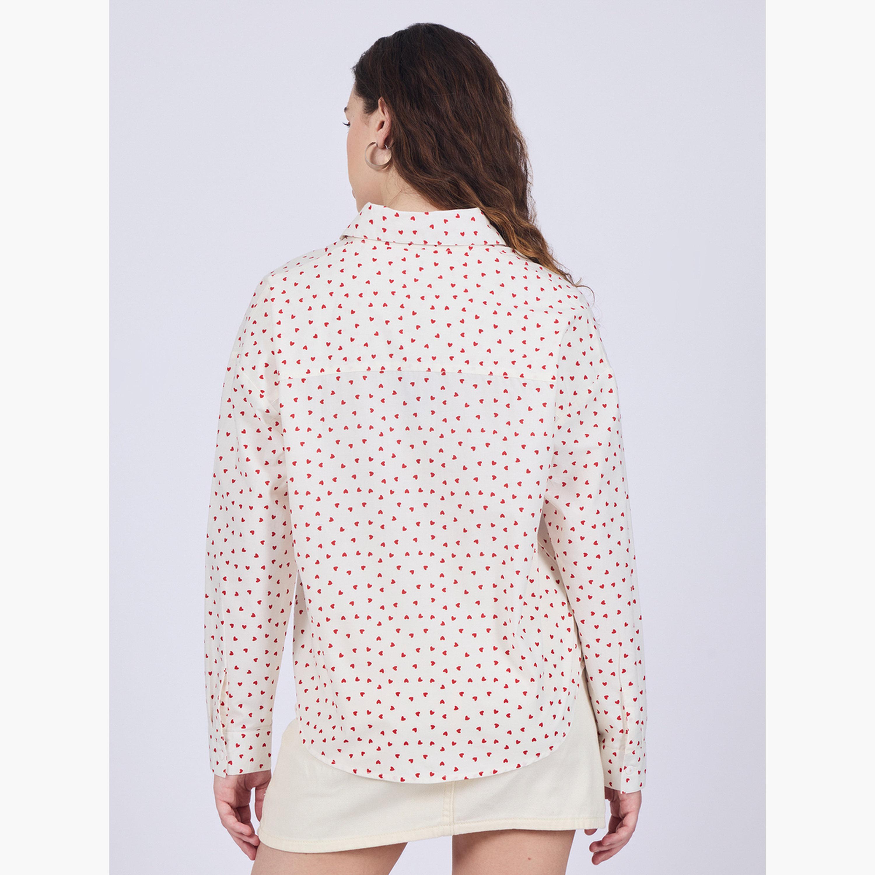 أوتزيدر × ستايلي - قميص قطني أبيض بطبعة قلوب ديتسي-women-clothing-shirtsandblouses-shirts-image-4