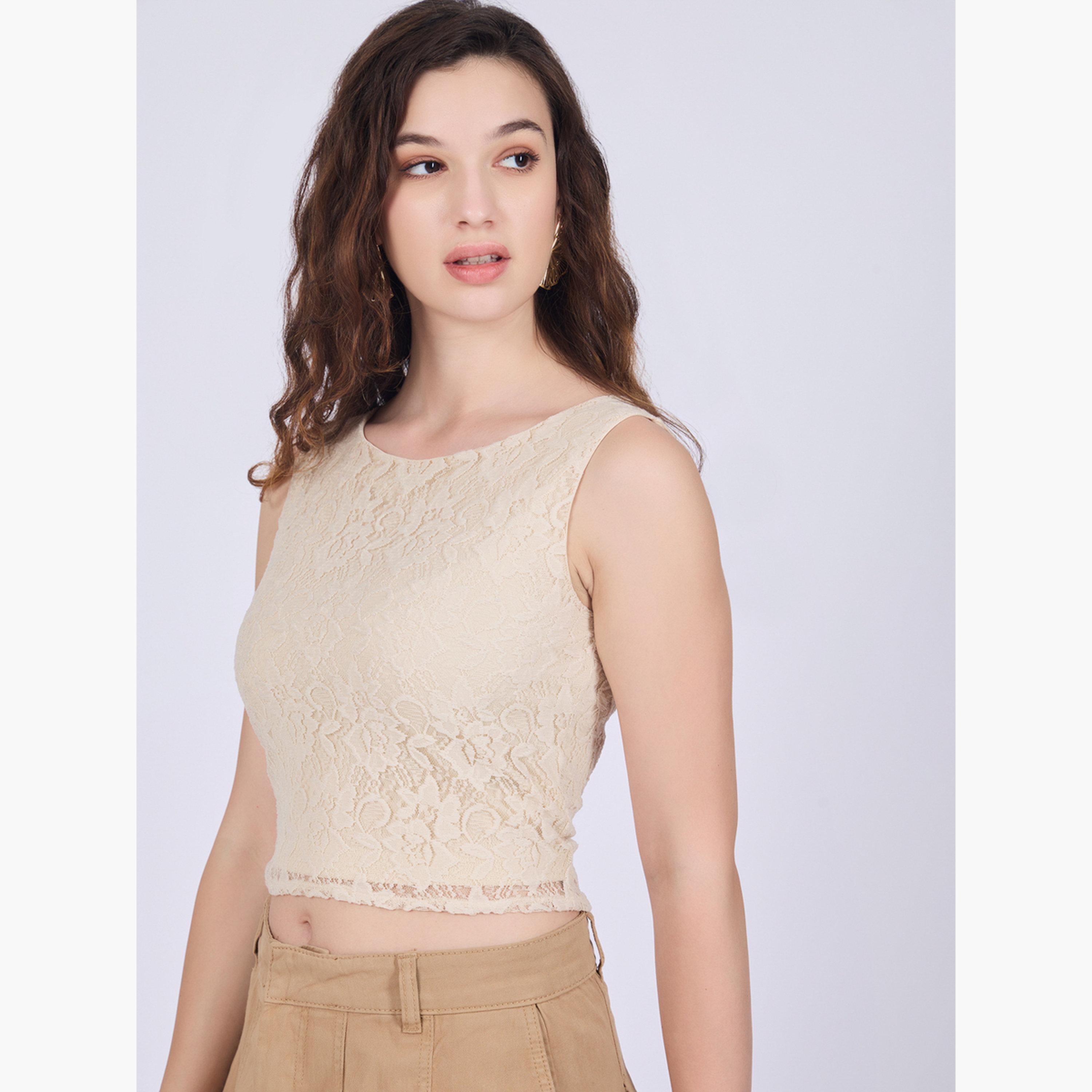أوتزيدر × ستايلي - بلوزة دانتيل ملائمة لون بيج-women-clothing-shirtsandblouses-blouses-image-1