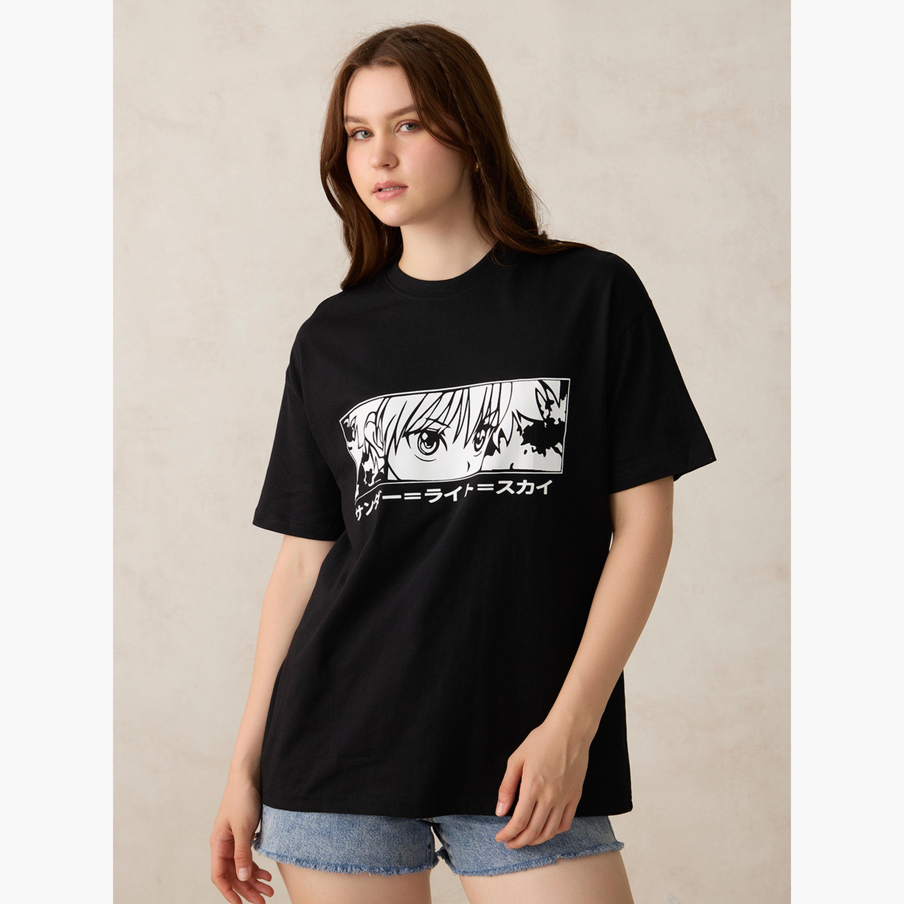 Outzidr X Styli Black Graphic Oversized T-Shirt-women-clothing-tshirts-image-1