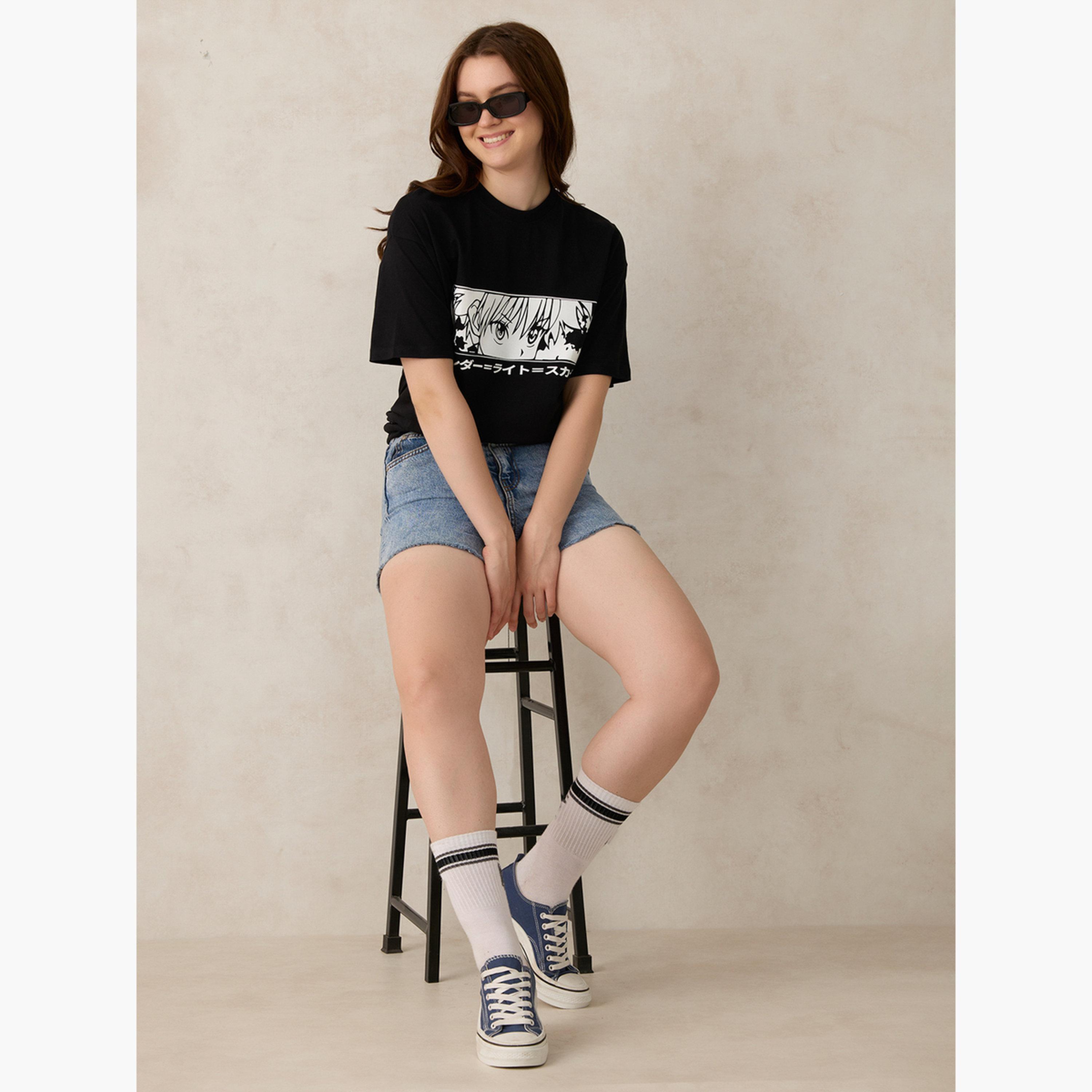 Outzidr X Styli Black Graphic Oversized T-Shirt-women-clothing-tshirts-image-2