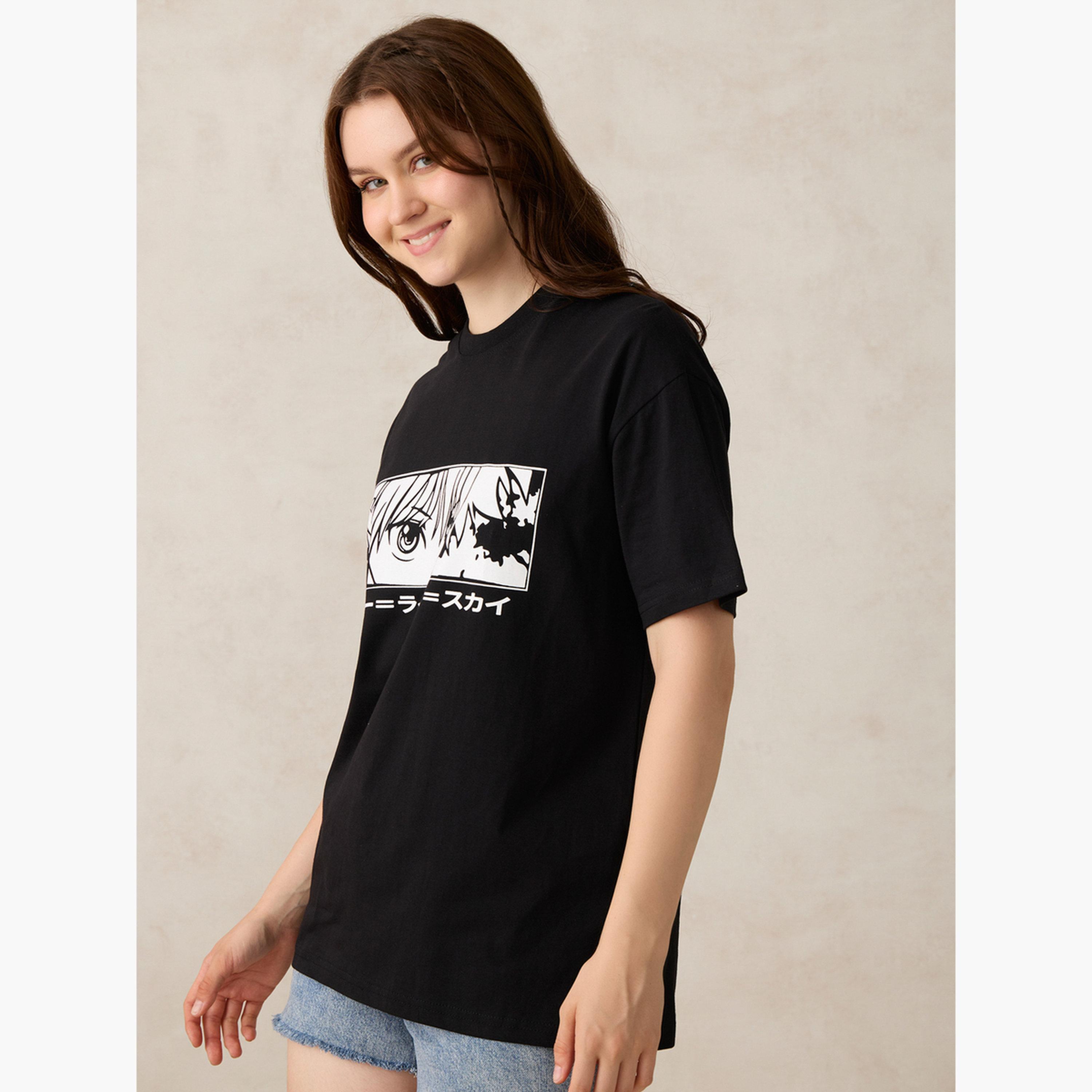 Outzidr X Styli Black Graphic Oversized T-Shirt-women-clothing-tshirts-image-3