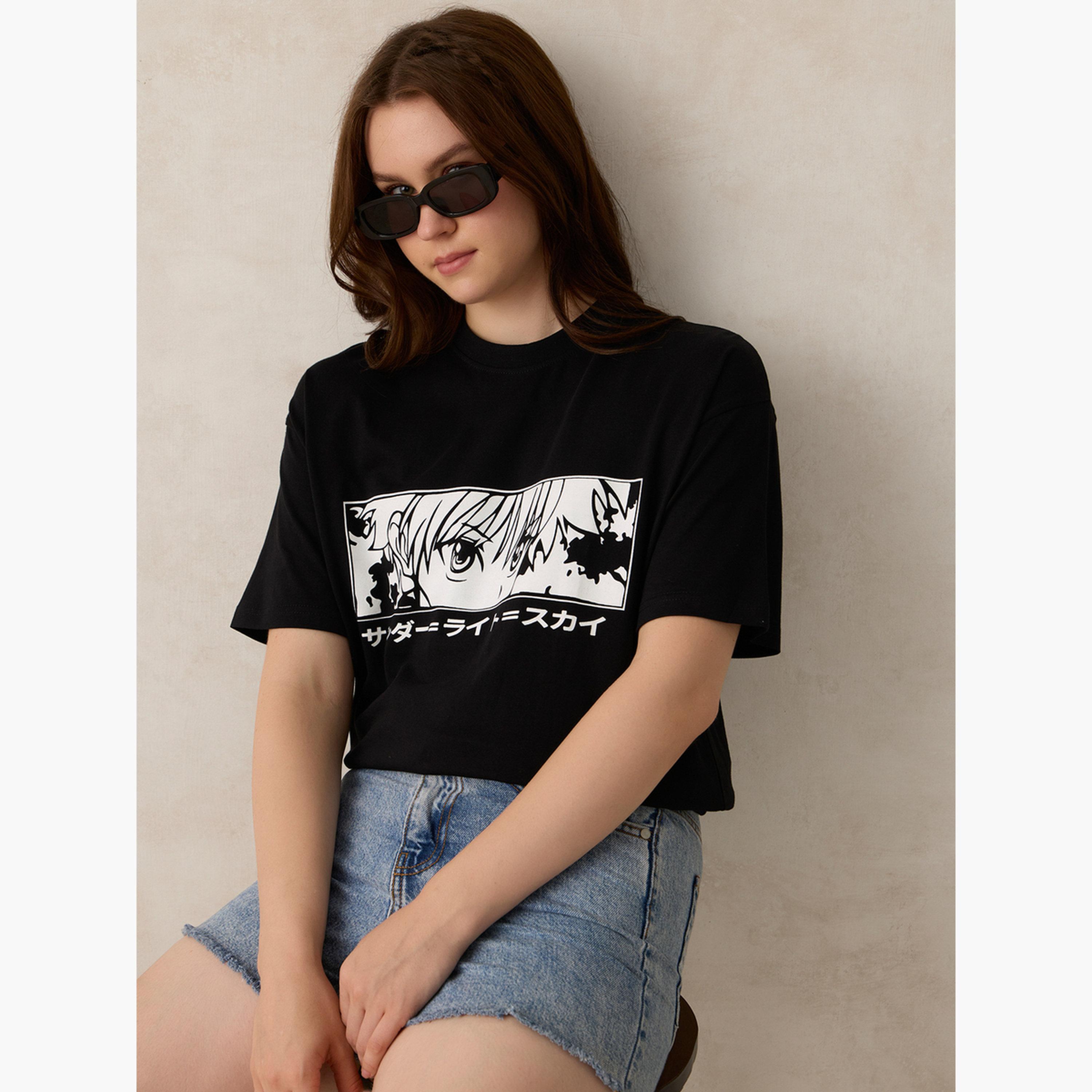 Outzidr X Styli Black Graphic Oversized T-Shirt-women-clothing-tshirts-image-4