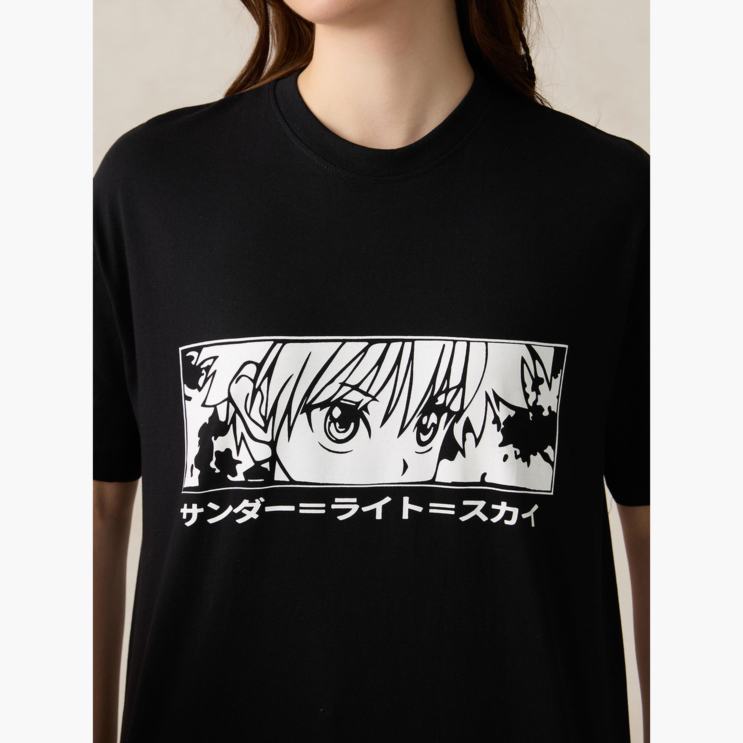 Outzidr X Styli Black Graphic Oversized T-Shirt-women-clothing-tshirts-image-5