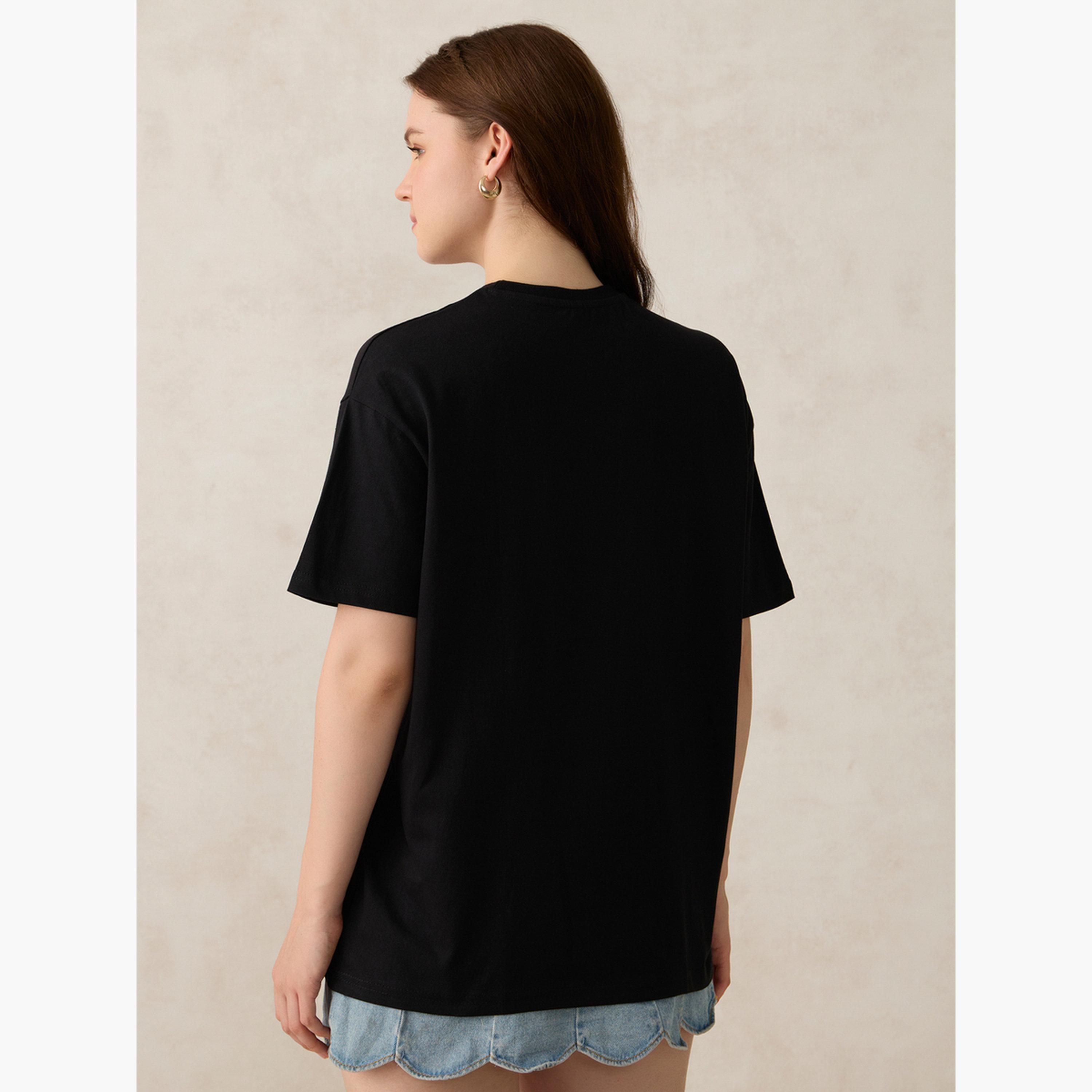 Outzidr X Styli Black Graphic Oversized T-Shirt-women-clothing-tshirts-image-6