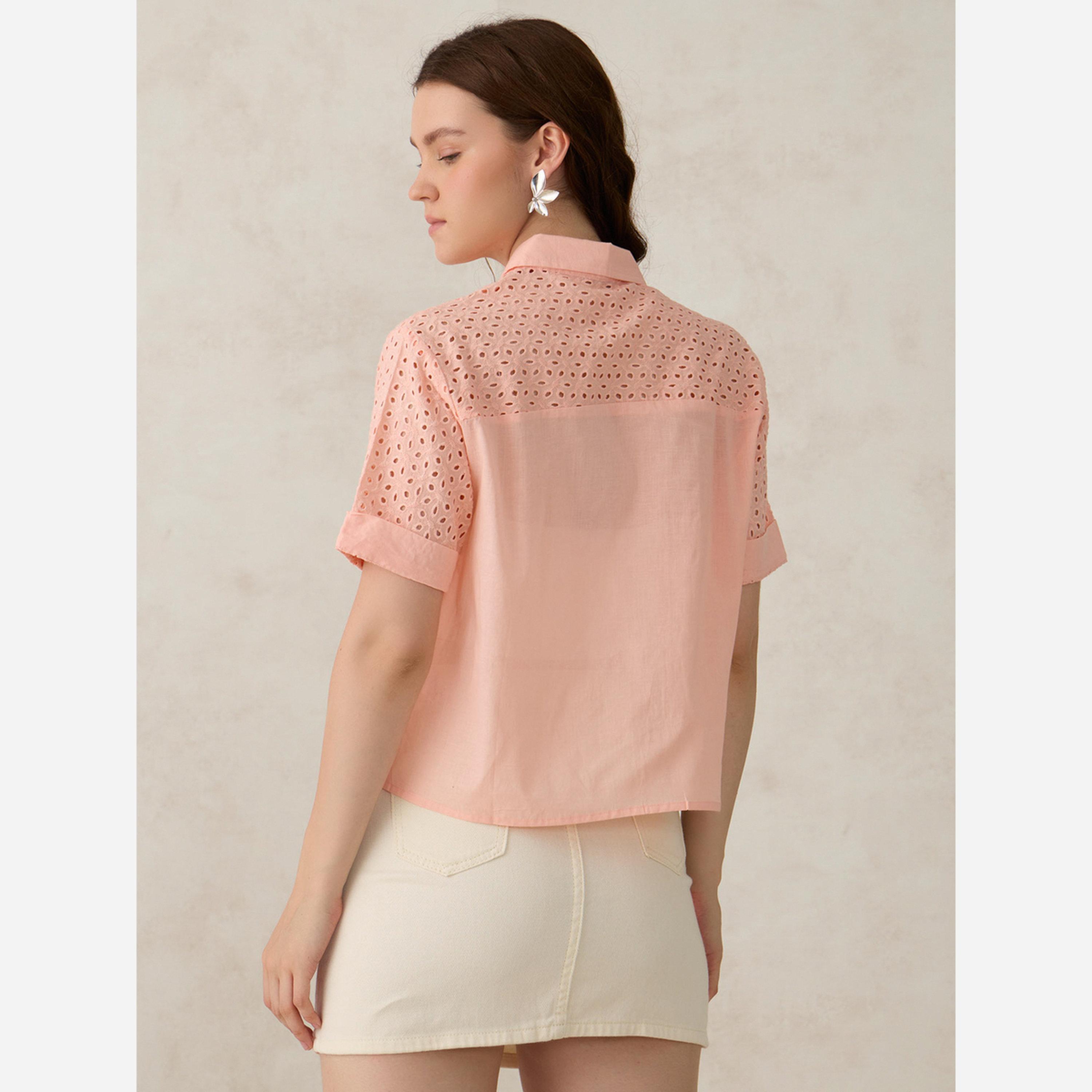 Outzidr X Styli Coral Schiffli Sleeve Crop Shirt-women-clothing-shirtsandblouses-blouses-image-5