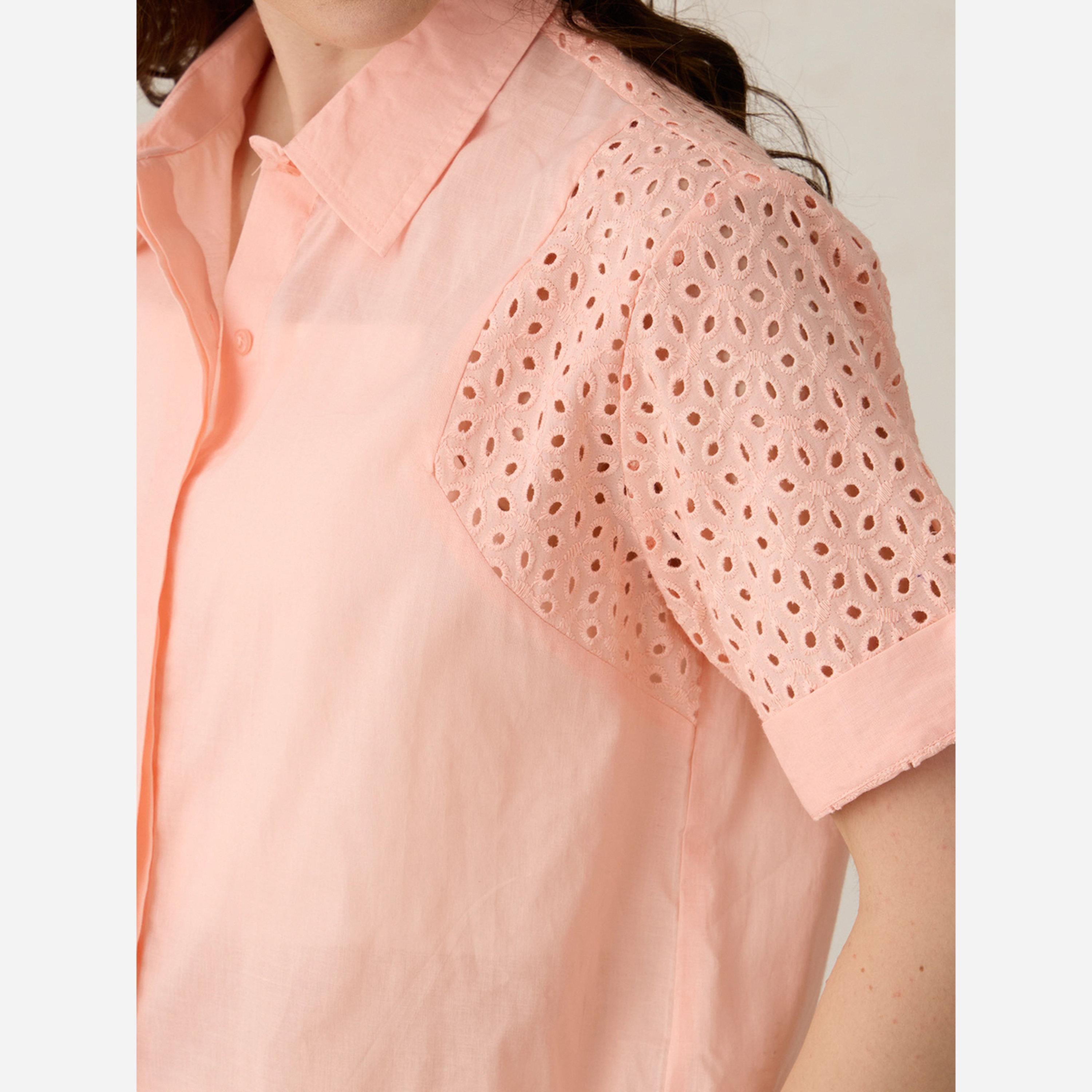 Outzidr X Styli Coral Schiffli Sleeve Crop Shirt-women-clothing-shirtsandblouses-blouses-image-6