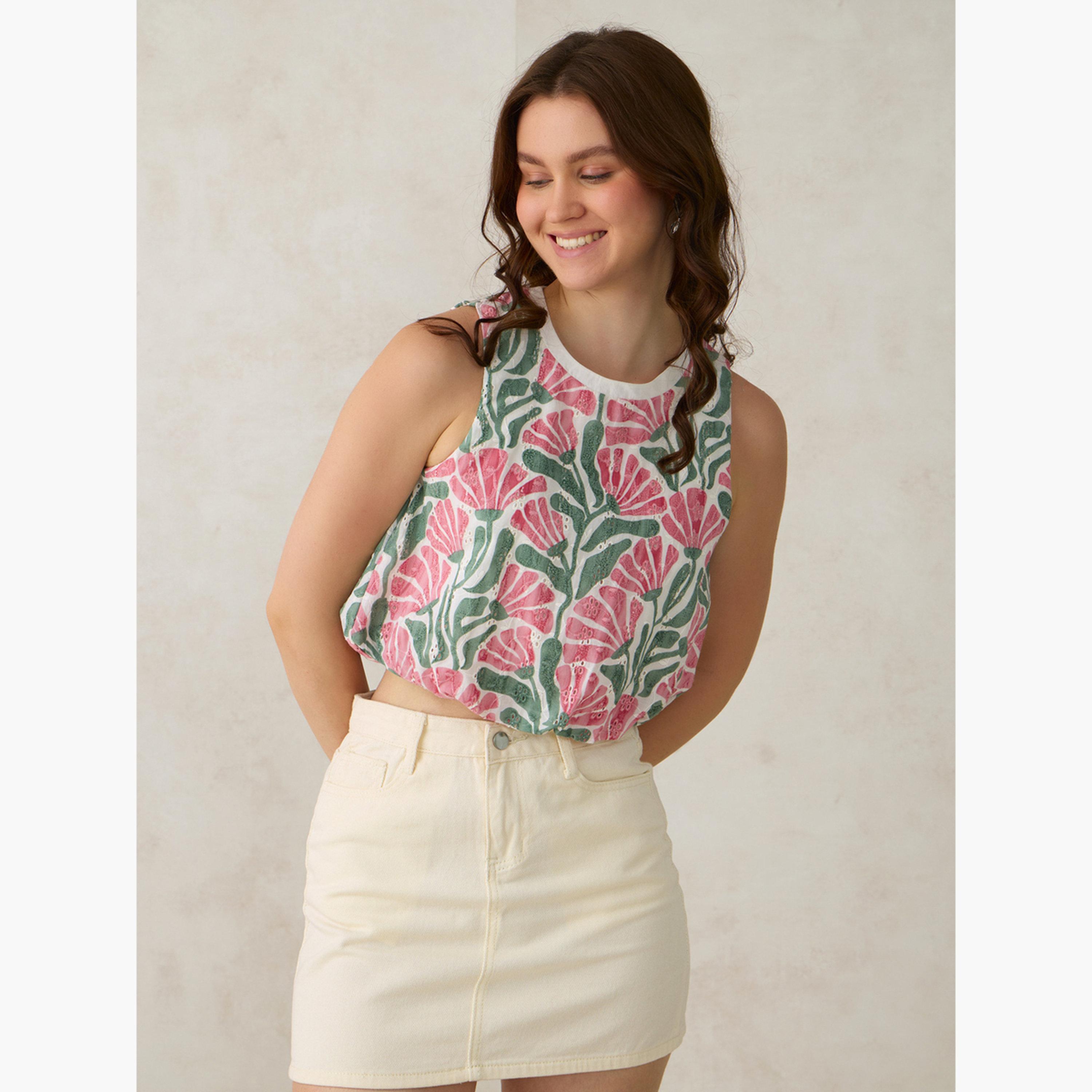أوتزيدر × ستايلي - توب بابل متعدد الألوان بتطريز شيفلي-women-clothing-shirtsandblouses-blouses-image-1