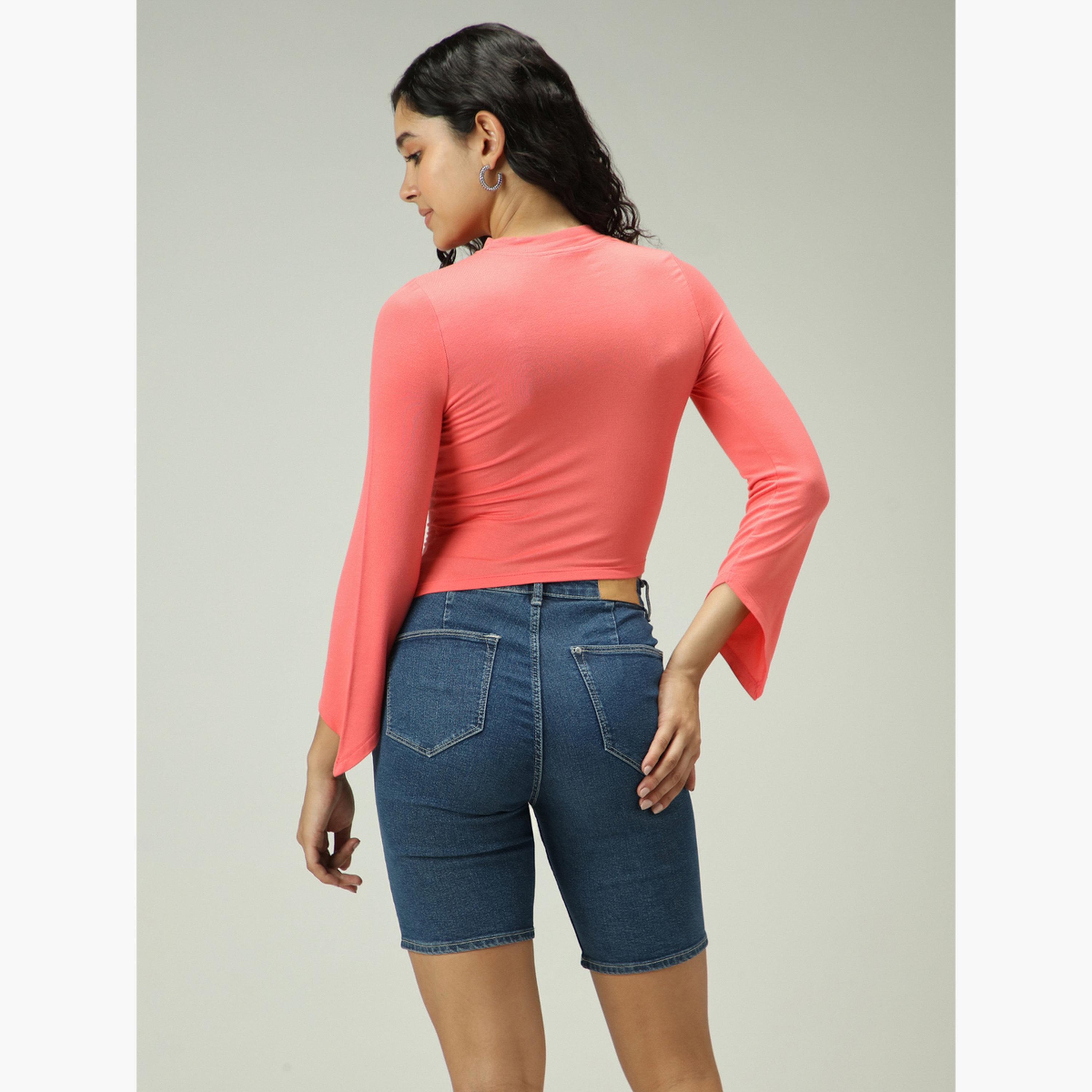 أوتزيدر × ستايلي - بلوزة وردية اللون بحاشية غير متماثلة-women-clothing-tshirts-image-6
