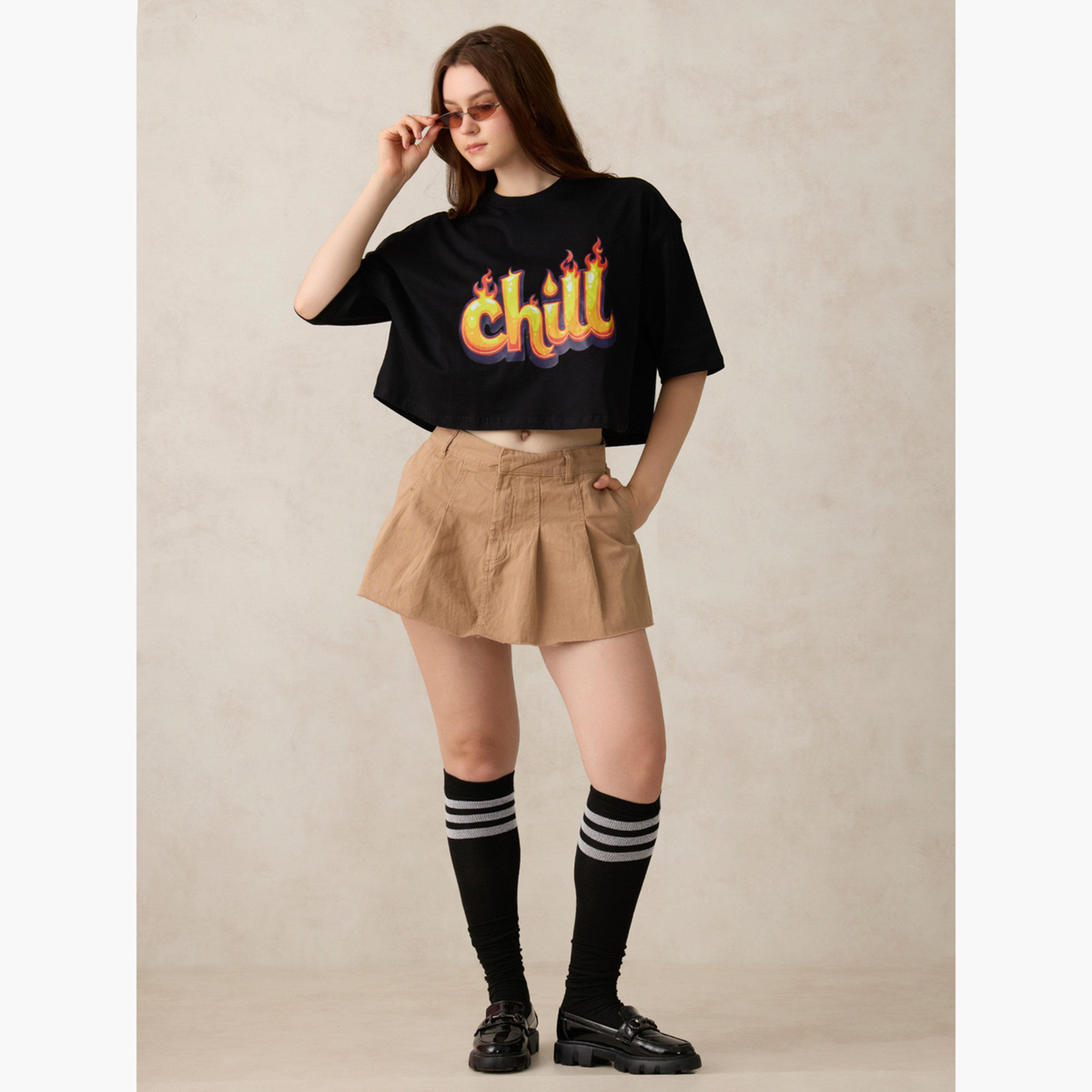 Outzidr X Styli Black Graphic Boxy Crop T-Shirt-women-clothing-tshirts-image-2